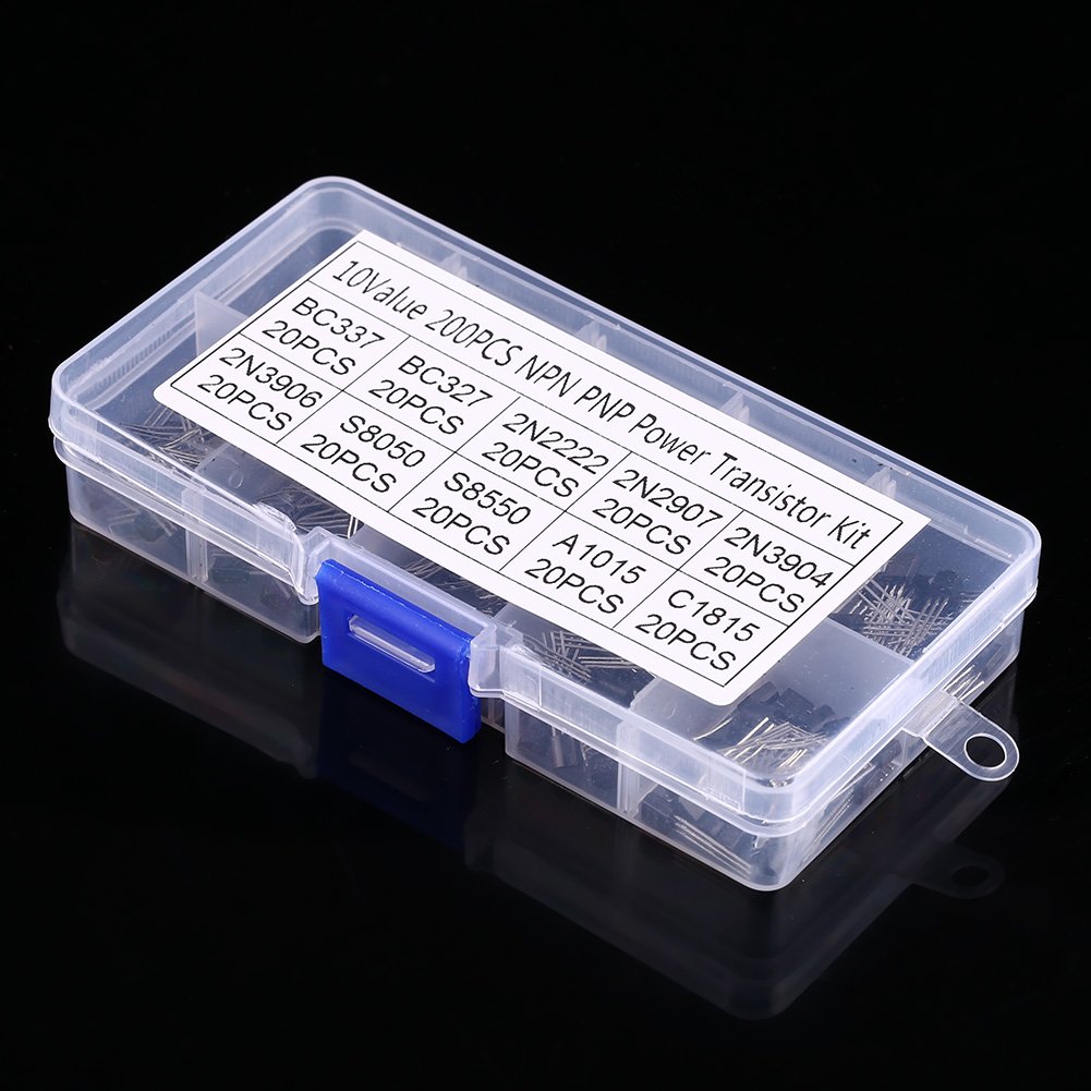 Transistor, 200 Stück 10 Werte Silizium-Transistoren-Sortiment BC337, BC327, 2N2222, 2N2907, 2N3904, 2N3906