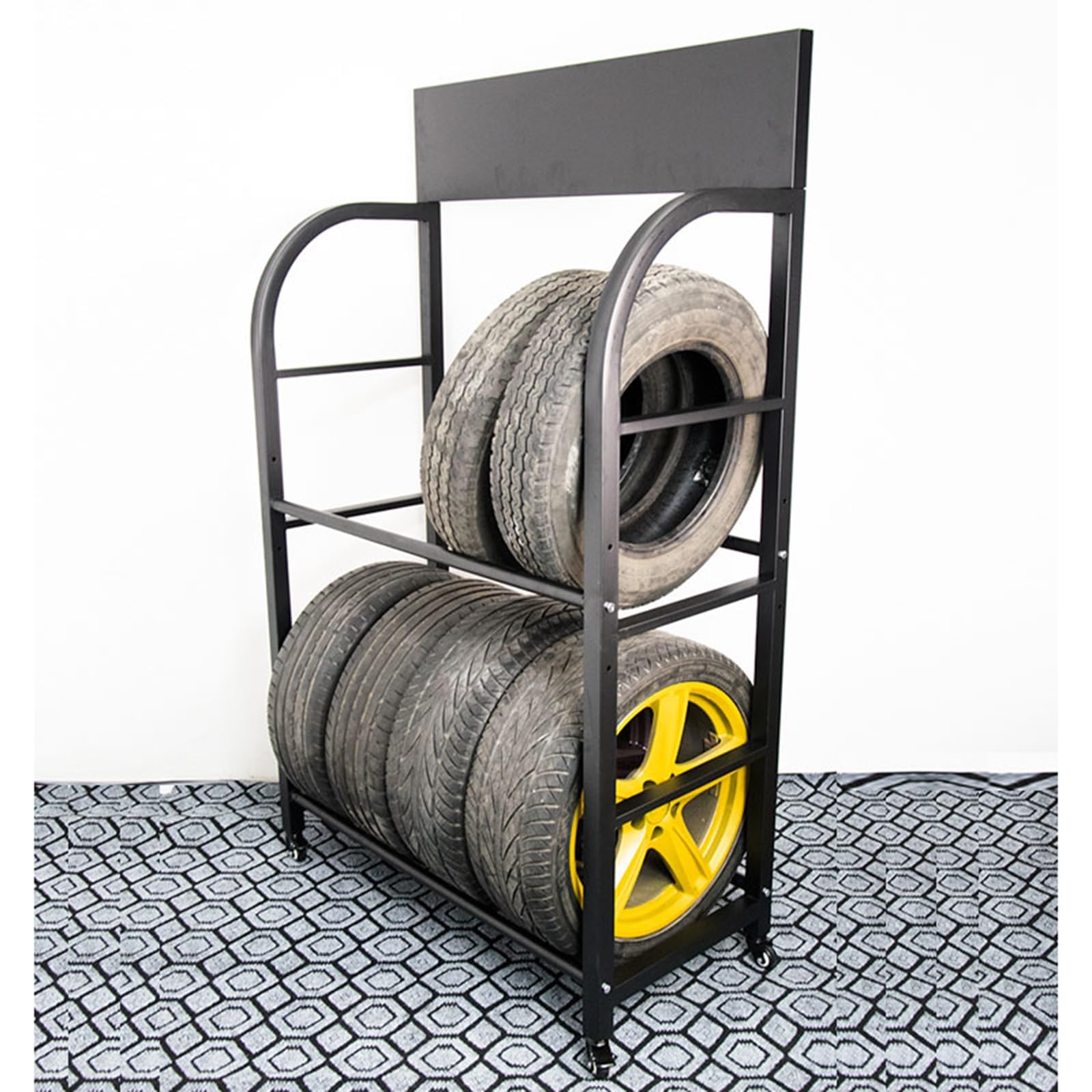 Porta Pneumatici per Auto per Garage, Supporto per Pneumatici in Metallo Regolabile per Sistema di stoccaggio Multi-Pneumatico per Interni ed Esterni, Carrello Mobile per,L