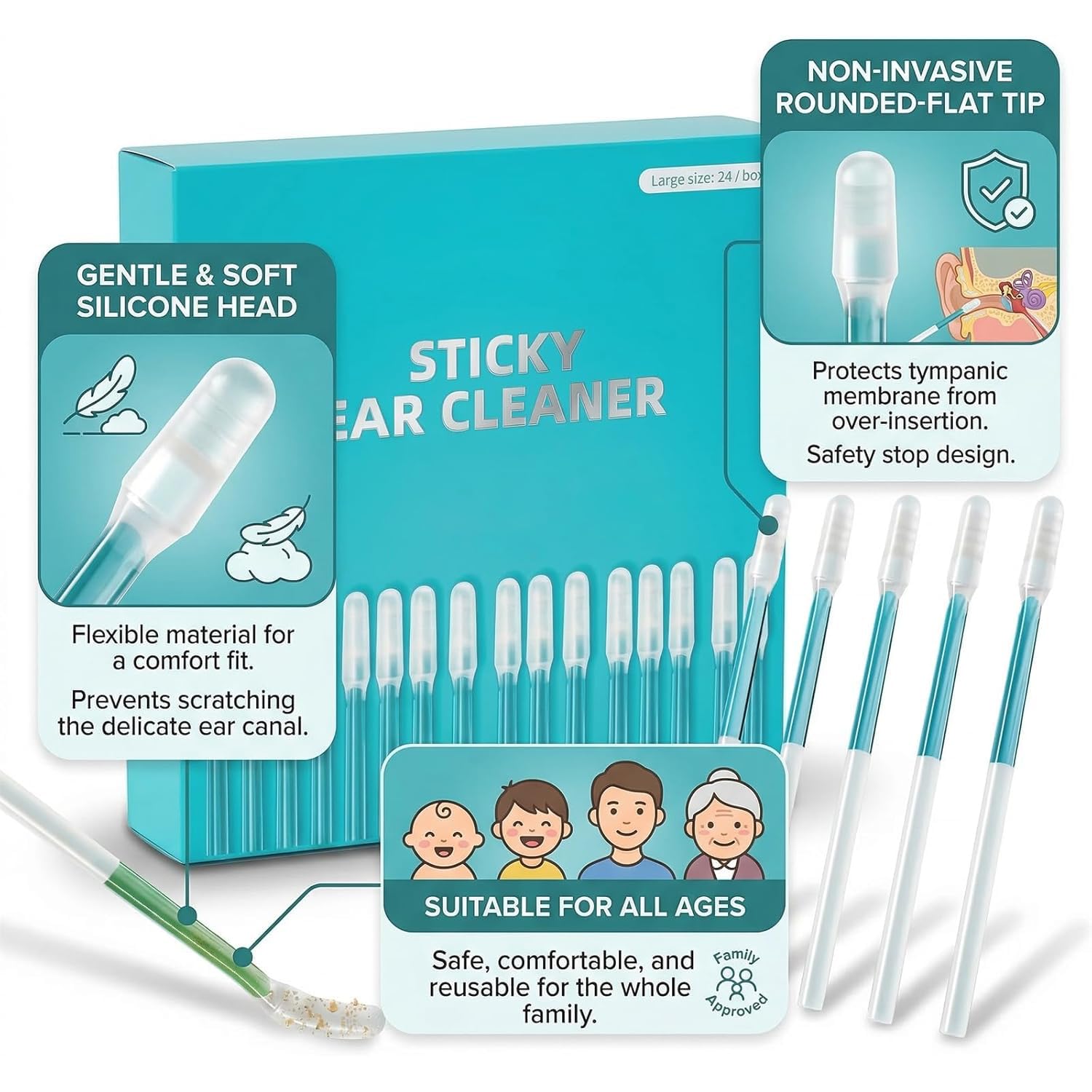 Reusable Ear Cleaning Sticks - Sticky Wax Remover -2