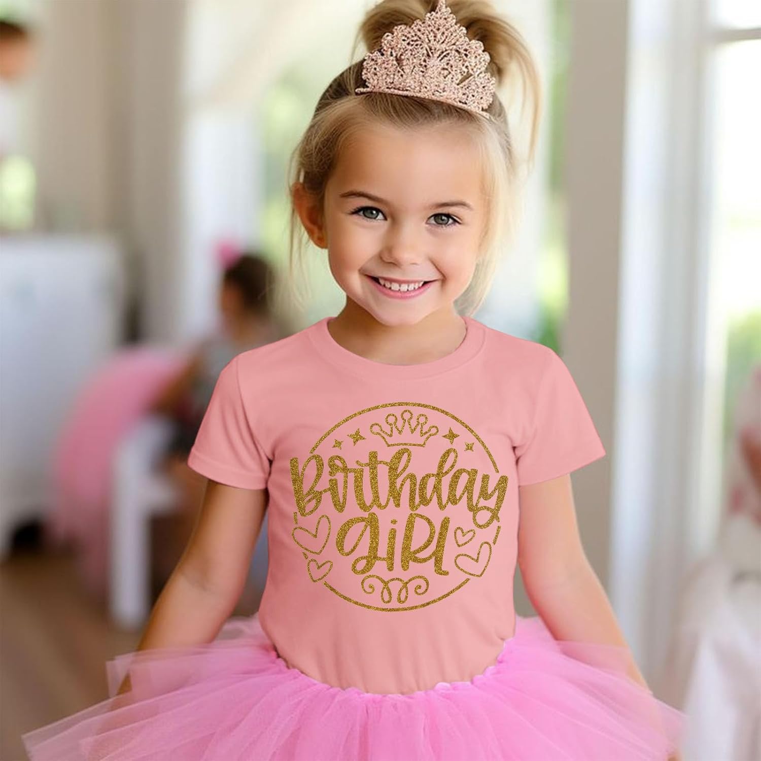 BOUTIKOME Birthday Girl Shirt Toddler Kid Girls Tie Dye T-Shirt Sequins Crown Birthday Outfits Tees B-Day Gifts Party Tops - Image 4
