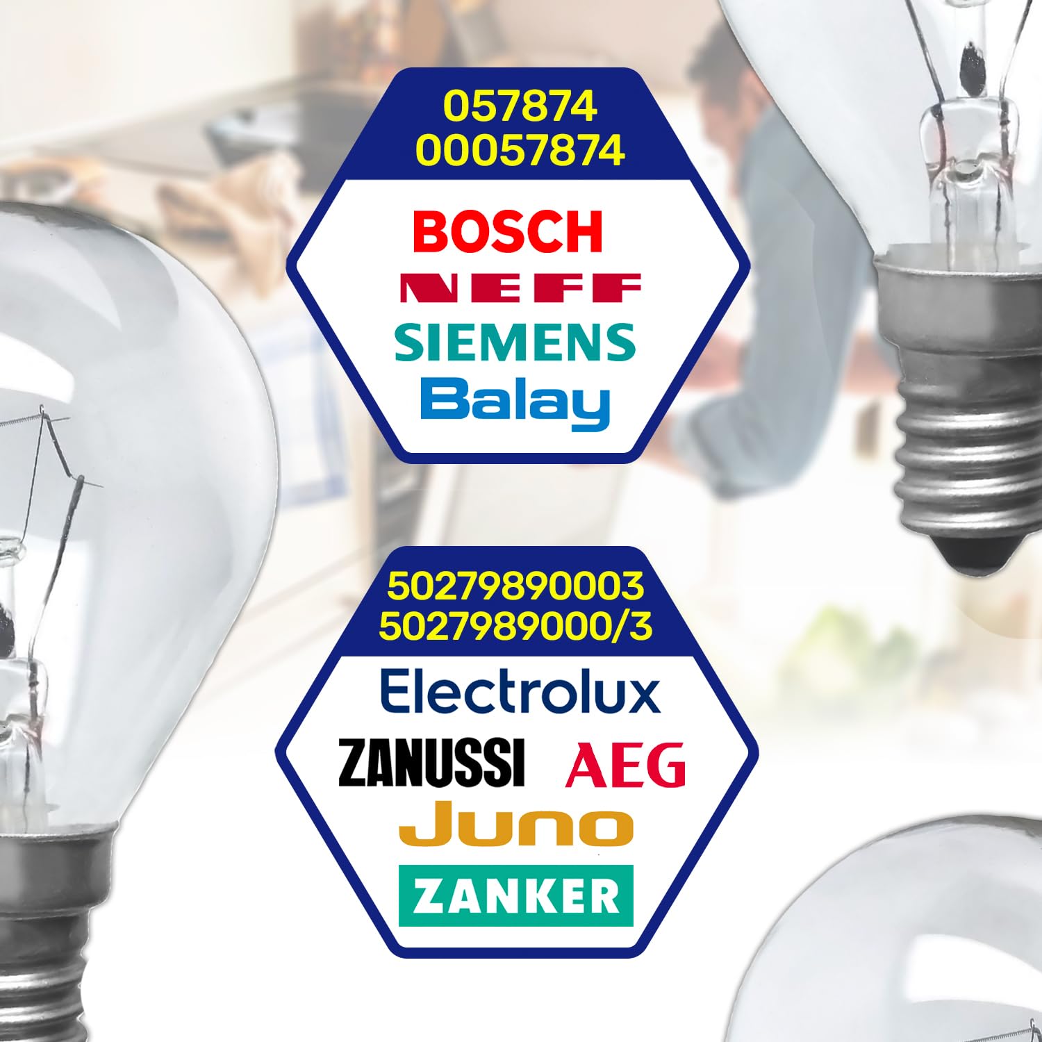 MONTERAL Żarówka do piekarnika E14 230V 40W 300°C z oryginalnym kodem 00057874 dla Bosch, Siemens, Electrolux i AEG