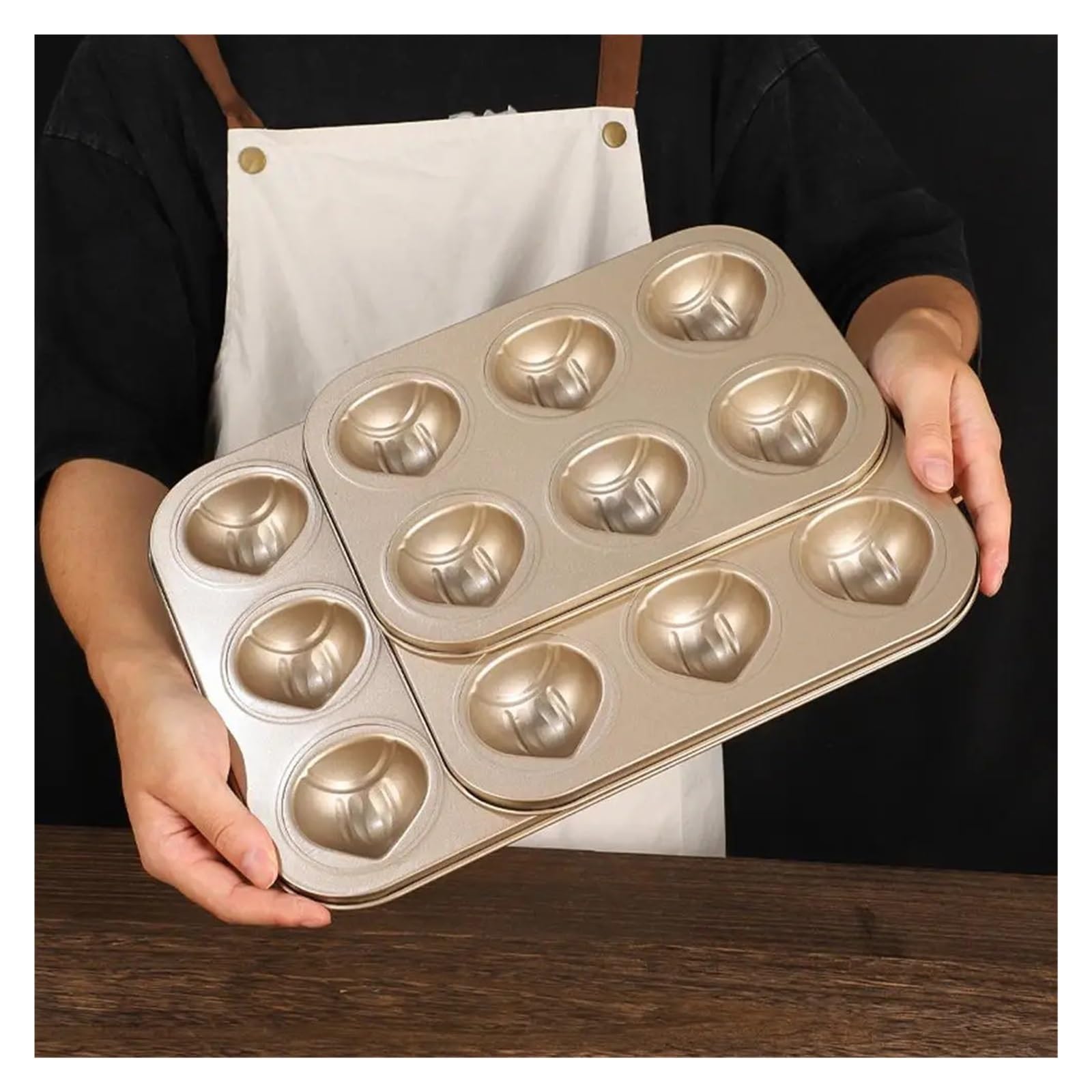 Postre del molde de la torta del arroz y del muffin del hogar en forma de concha | Bandeja for hornear, material de acero al carbono, resistente, duradero, antiadherente(12 holes)
