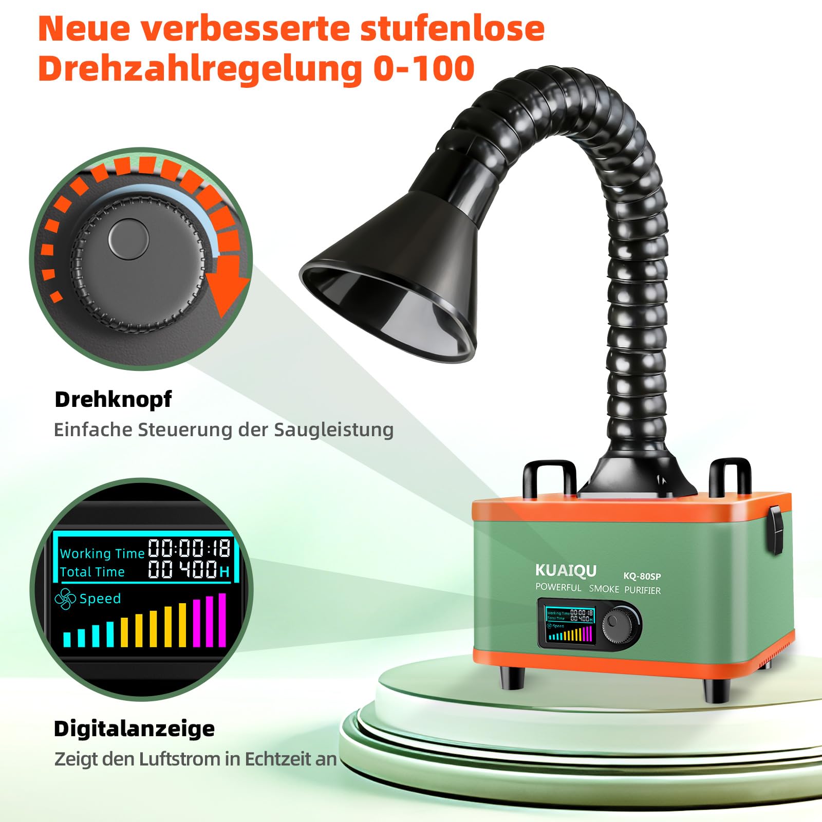 Lötrauchabsorber 2-in-1 mit HEPA- und Aktivkohlefilter lötrauchabsaugung, intelligenter Filterwechselanzeige, 150 m³/h – Tischgerät zum Löten, für DIY, Nagelstudios und Schmuckherstellung