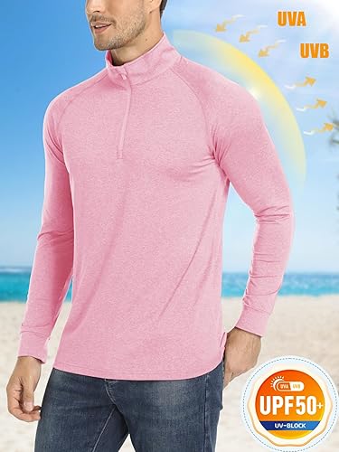 Miniatura 2 de MAGCOMSEN Sudadera con cremallera de 14 para hombre, manga larga UPF 50+, camiseta deportiva ligera para entrenamiento atlético