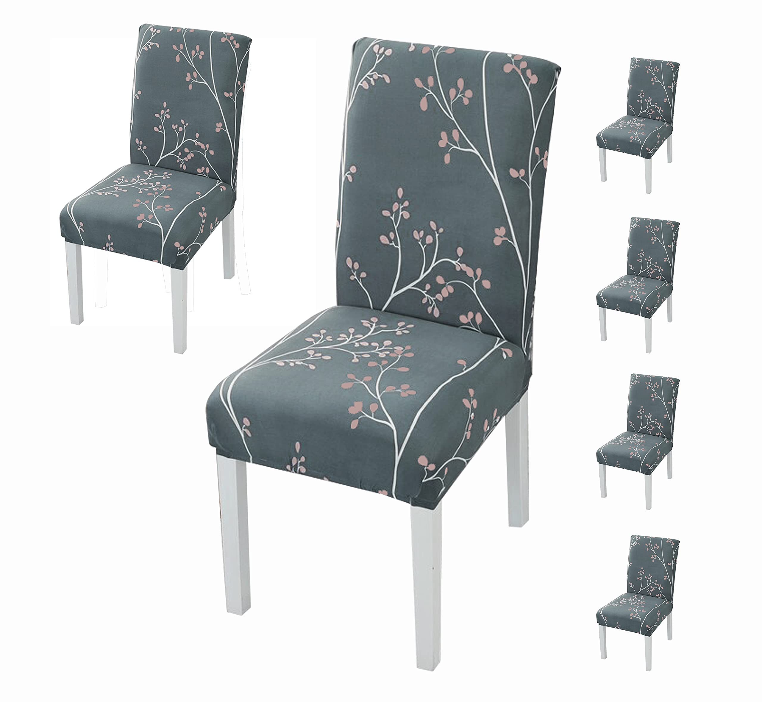 Quirk Elastic Chair Covers - Black & Brown Motif (Pack of 6) -26