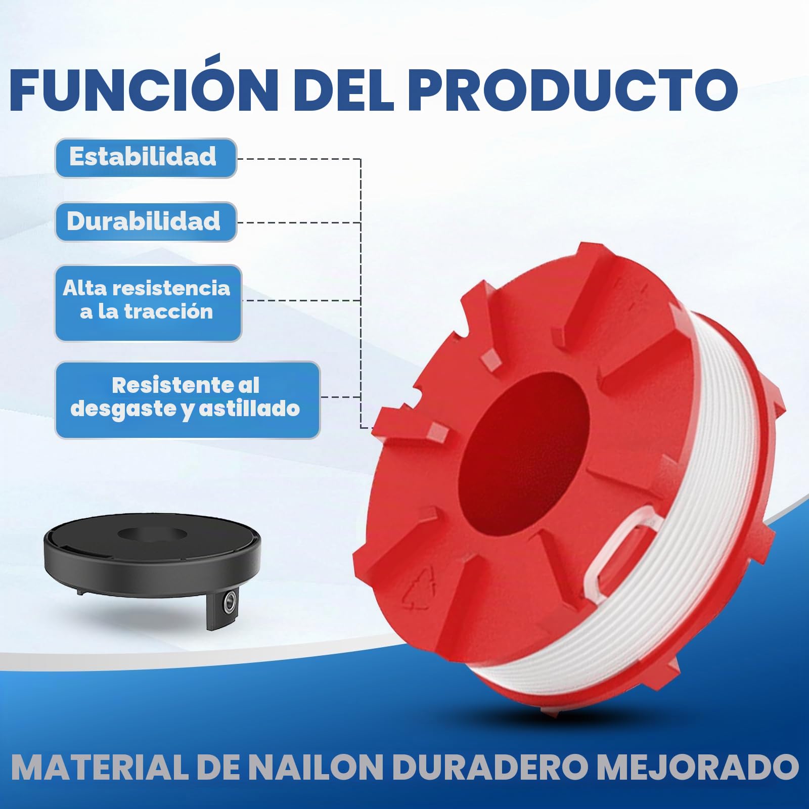 4 Bobinas de Hilo Compatibles con Einhell 3405096, Bobina de Hilo de Repuesto para Einhell GE-CT 36/30 LI E SOLO,AGILLO 18/200,Ø2mm 8m(4 Bobina+1 Tapa+1 Primavera)
