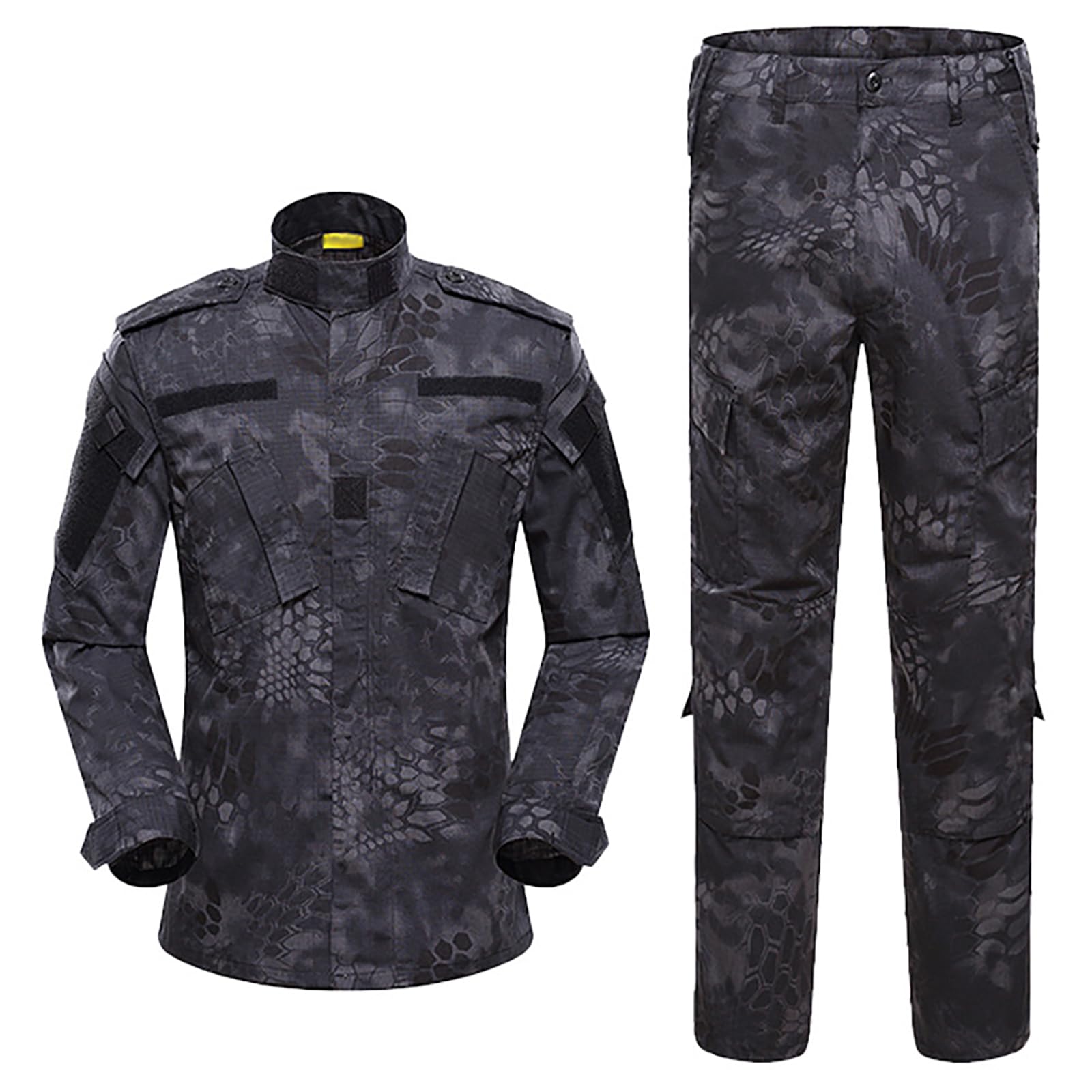 Traje de Camuflaje Militar para Caza Paintball Chaqueta y Pantalones Talla M Negro