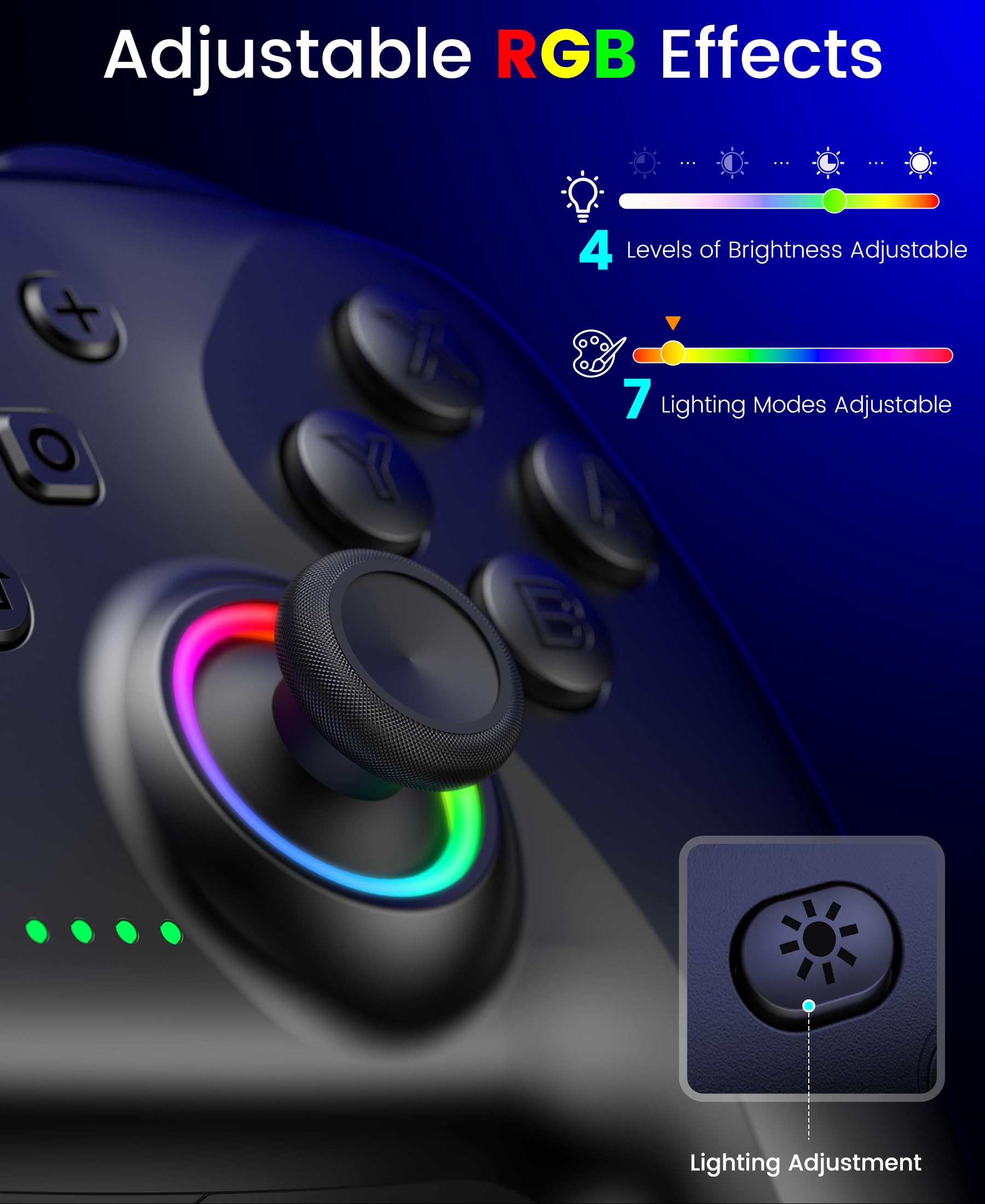 Switch 2 Controller per Nintendo Switch 2/Switch/OLED/Lite, Controller Switch Wireless con dock di ricarica, RGB Switch Pro Controller con effetto Hall, Macro, Turbo e vibrazione, nero