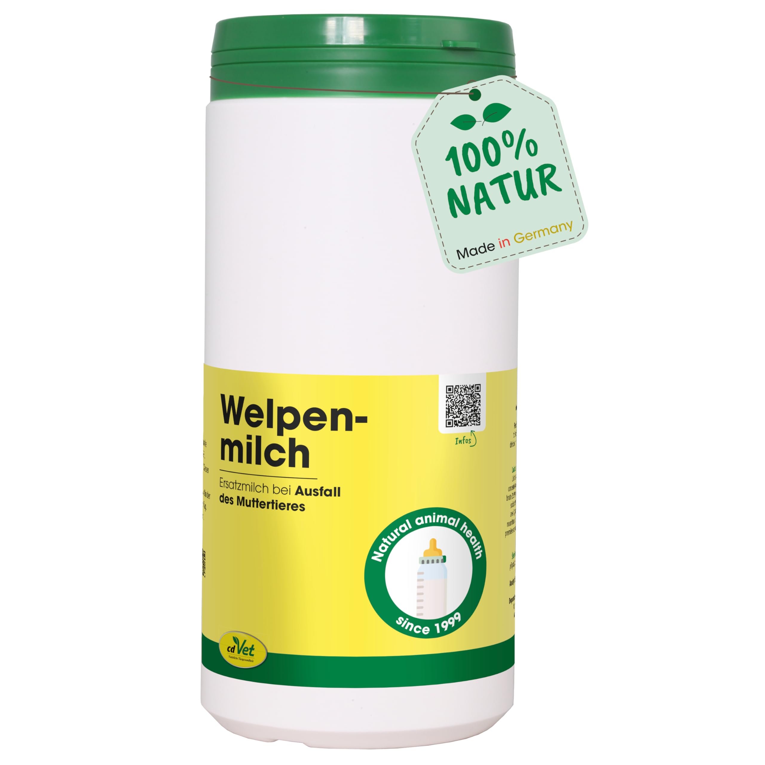 cdVet Naturprodukte Welpenmilch 750 g - Hund, Katze, Nager - Milchaustausch-Ergänzungsgfuttermittel - Ersatzmilch - Anteil an hochwertigem Kolostrum - stabil bleibende Verdauung - Abwehrkomponenten -
