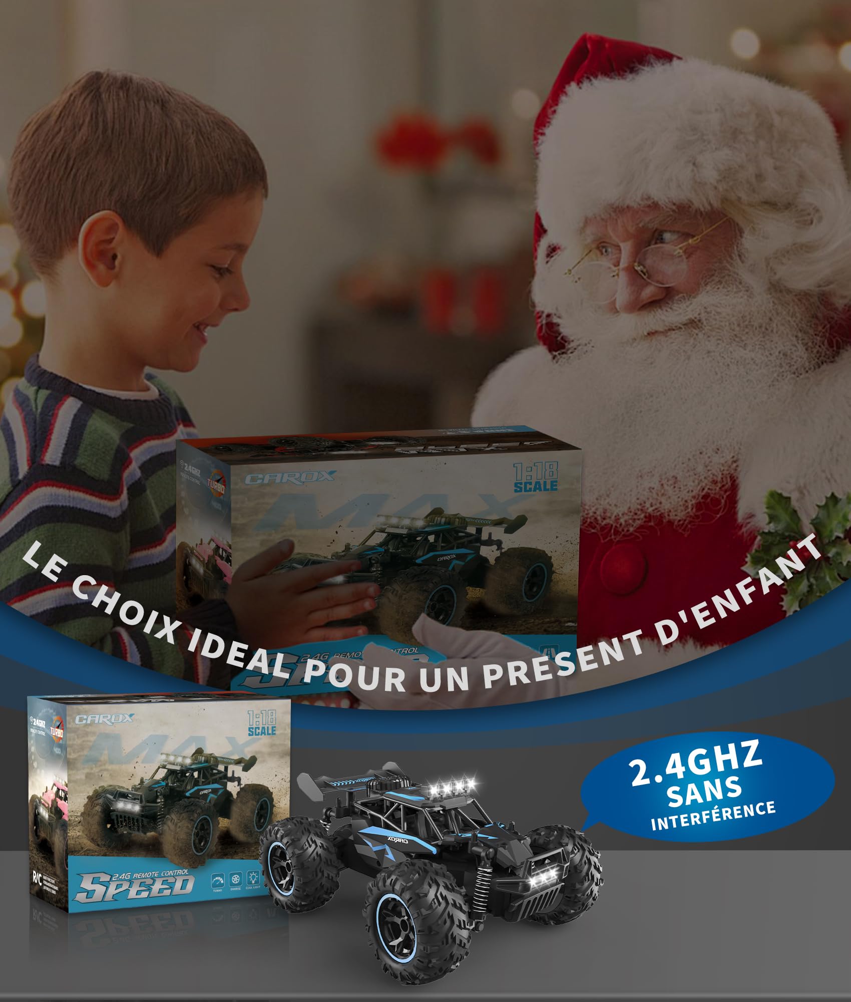 Carox 1:18 Monster Truck, 25 km/h, niños desde 6 años