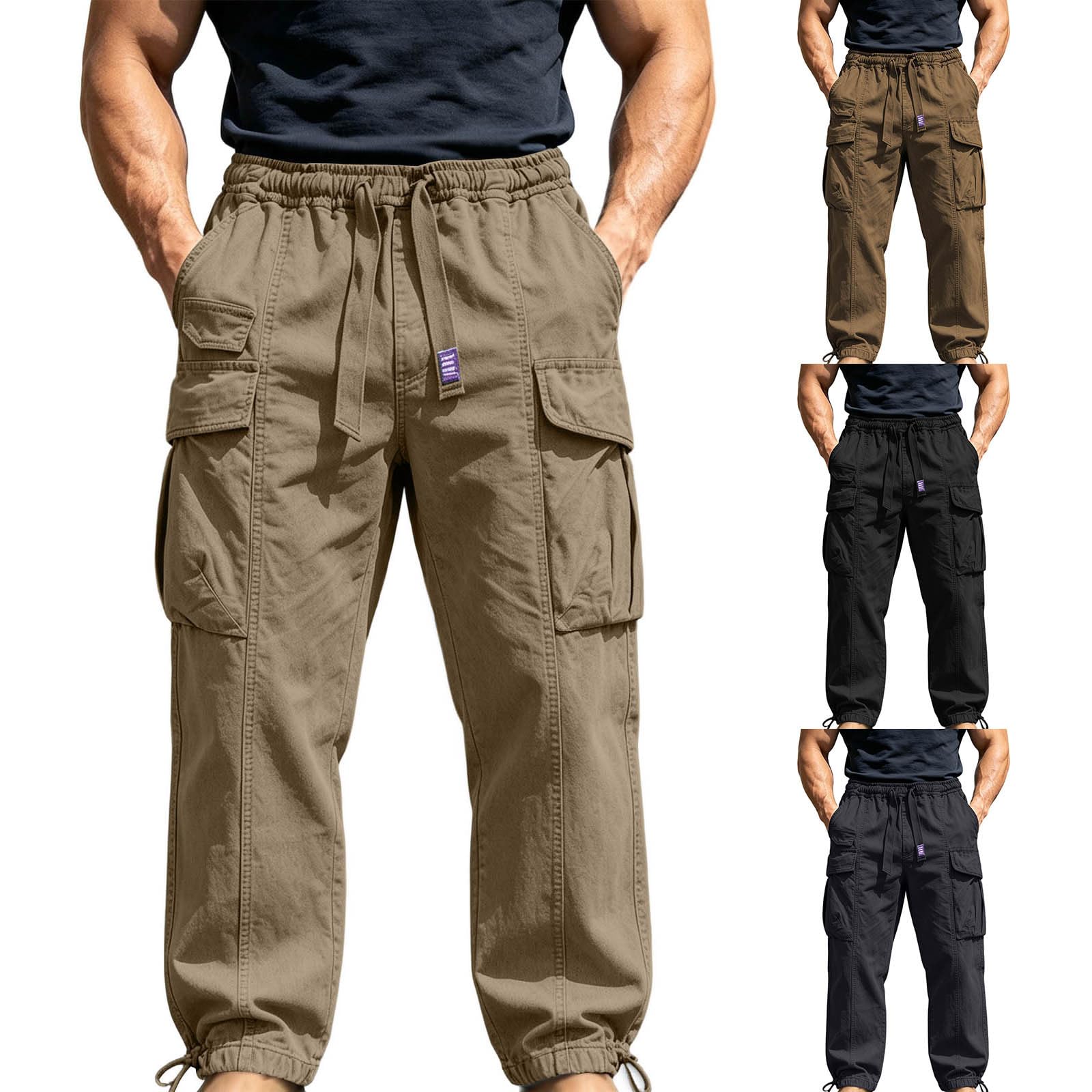 Pantalon Cargo Homme Coupe Ample Poches Cargo Mélange Coton Usage Quotidien