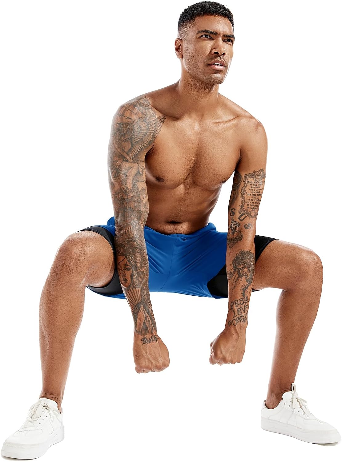 TENJOY メンズ 2イン1 ランニングショーツ 5インチまたは7インチ