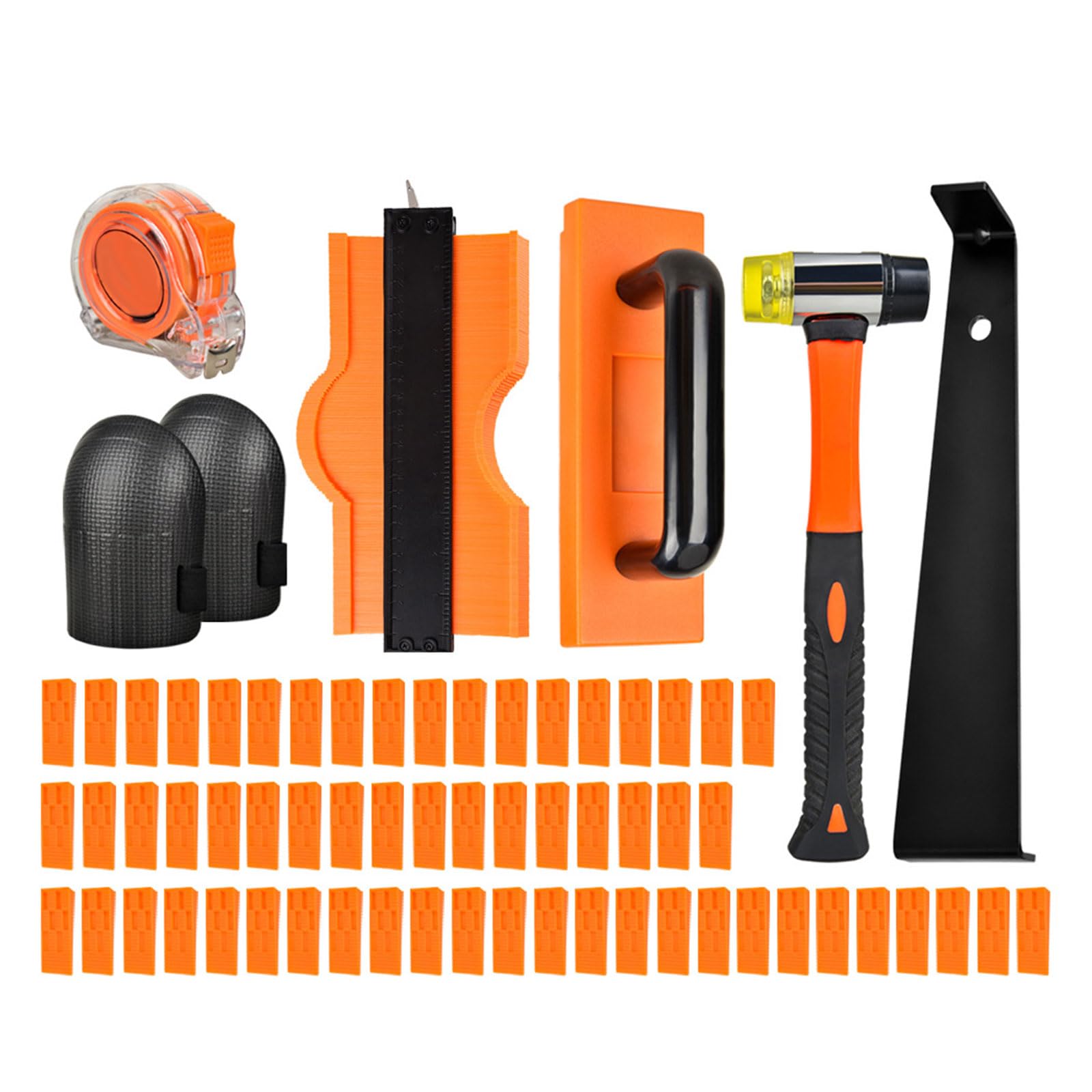 Msioytog 67 Piece Set Laminate Wood Flooring Installation Kits Tapping Block Wide Heavy Duty Pull Rod Reinforced Double Faced Mallets Professional Flooring Toolkit