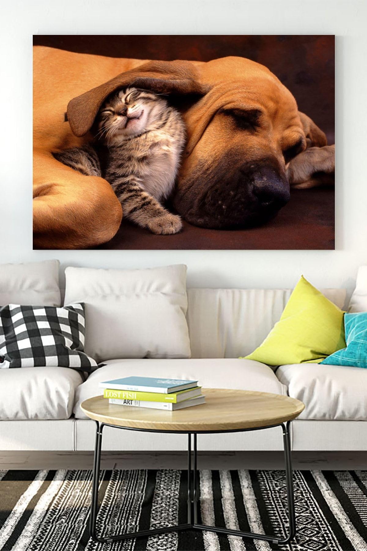 Postermanya (pster16510) Kedi Ve Köpek Eğlenceli Mizahi Kanvas Tablo 40 x 60