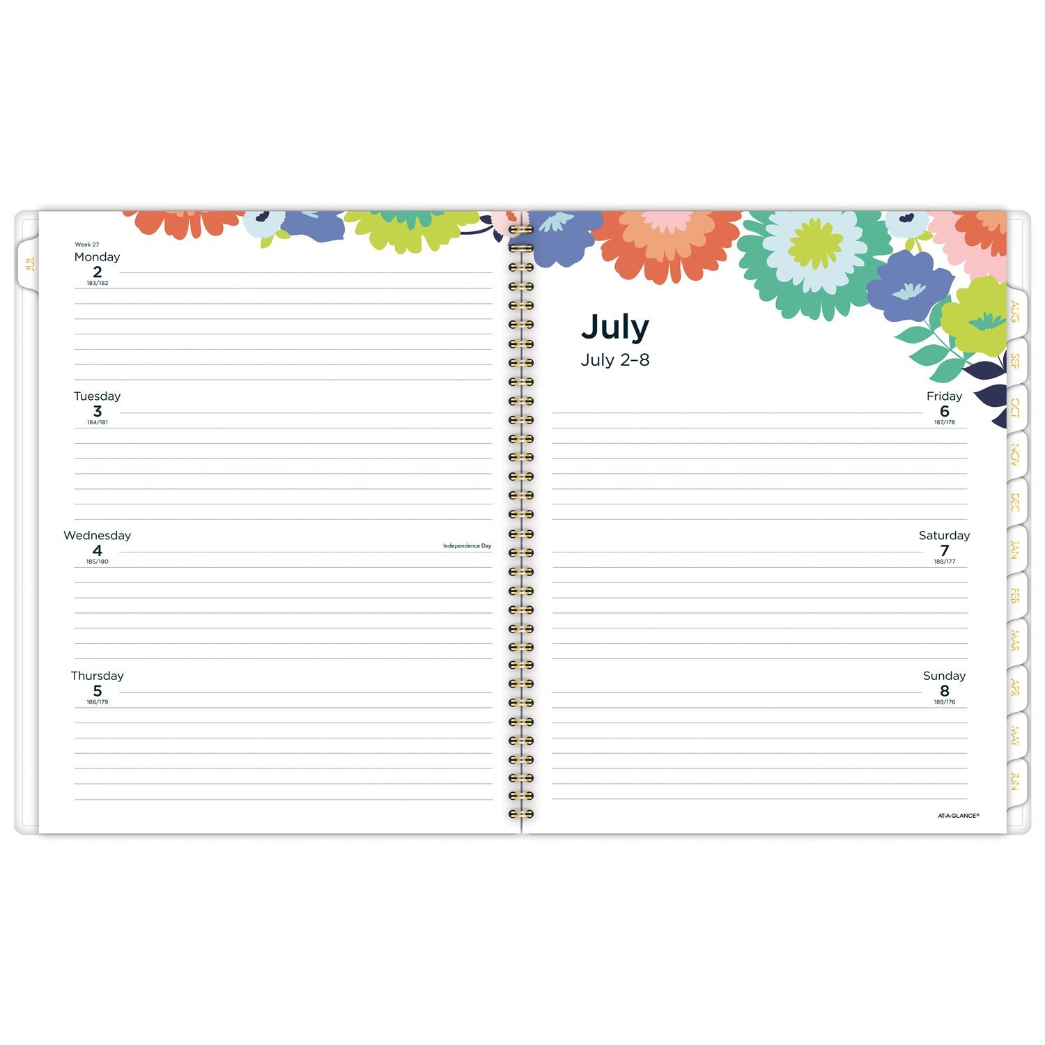 AT-A-GLANCE 2018-2019 Akademischer Jahres- und Monatsplaner, groß, 8-1/2 x 11, Flower Pop (1120-905A)