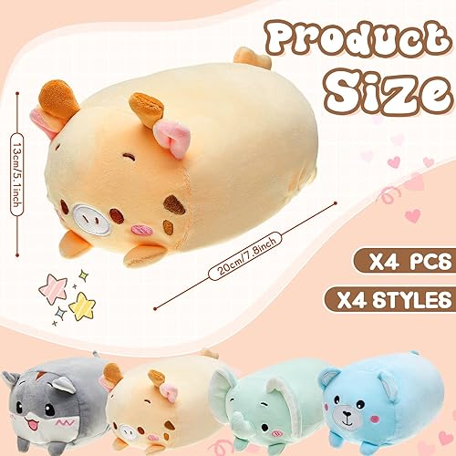 Miniatura 2 de Libima Juego de 4 juguetes de peluche de 8 pulgadas, 4 piezas de animales de peluche de dibujos animados suaves de felpa para abrazar, linda