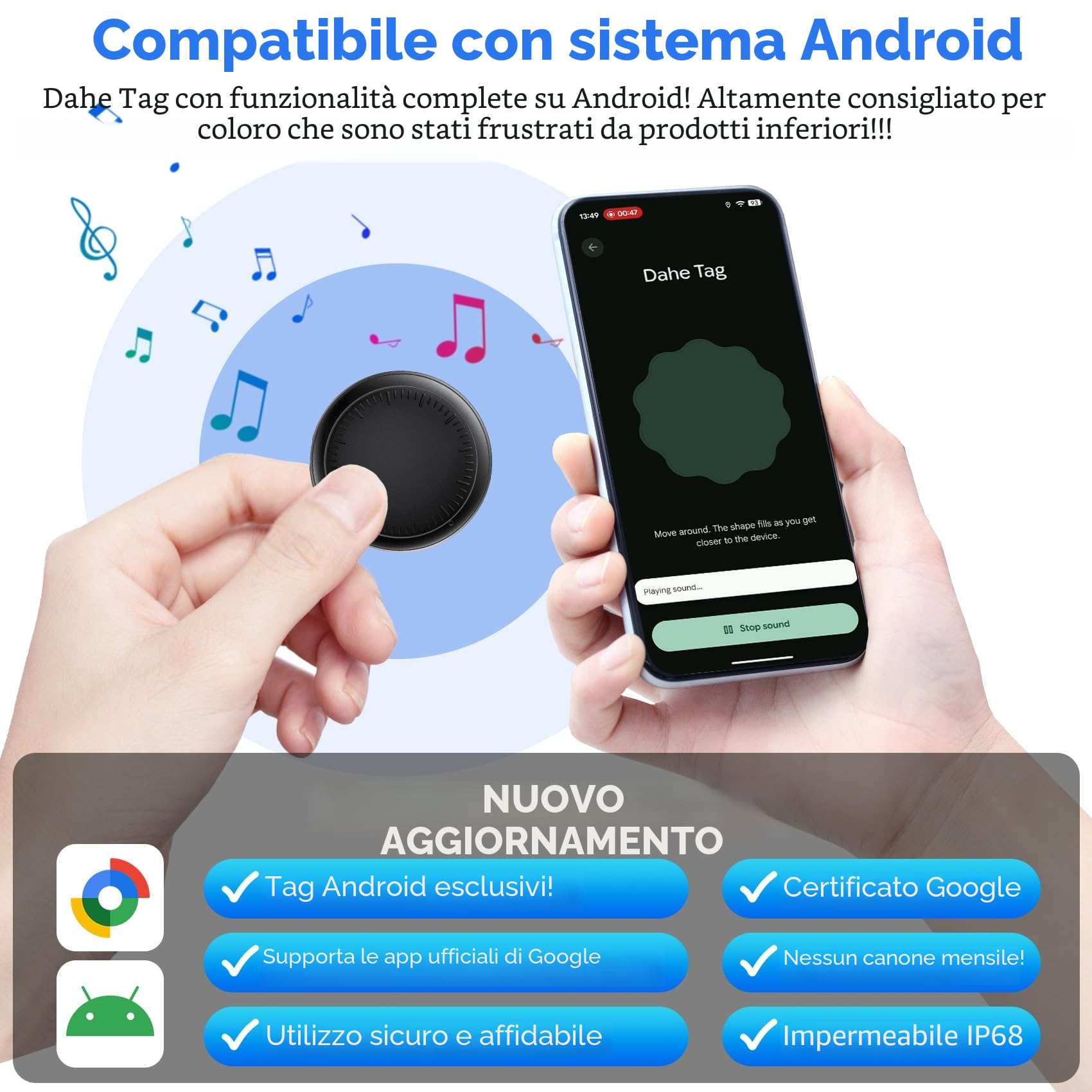 GPS Tracker per Auto, Air Tracker Android, Magnetico, IP68 Impermeabile, Localizzatore con App Copertura Globale, Tracciare Veicolo Moto, Senza SIM