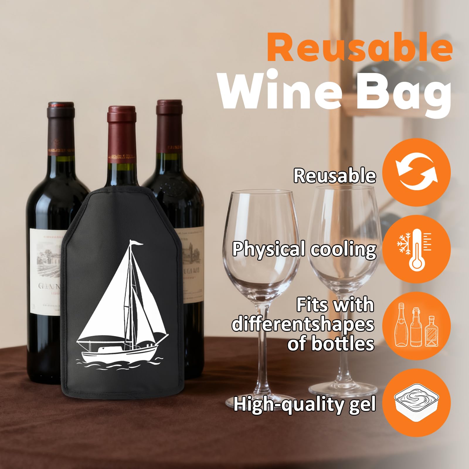 Universal Wine Chiller Sleeve for All Bottles - Rapidly Cools & Keeps Wine, Champagne & Beer Ice-Cold in Minutes - Portable No-Mess Gel Cooler for Picnics & Parties — Amazon image 4
