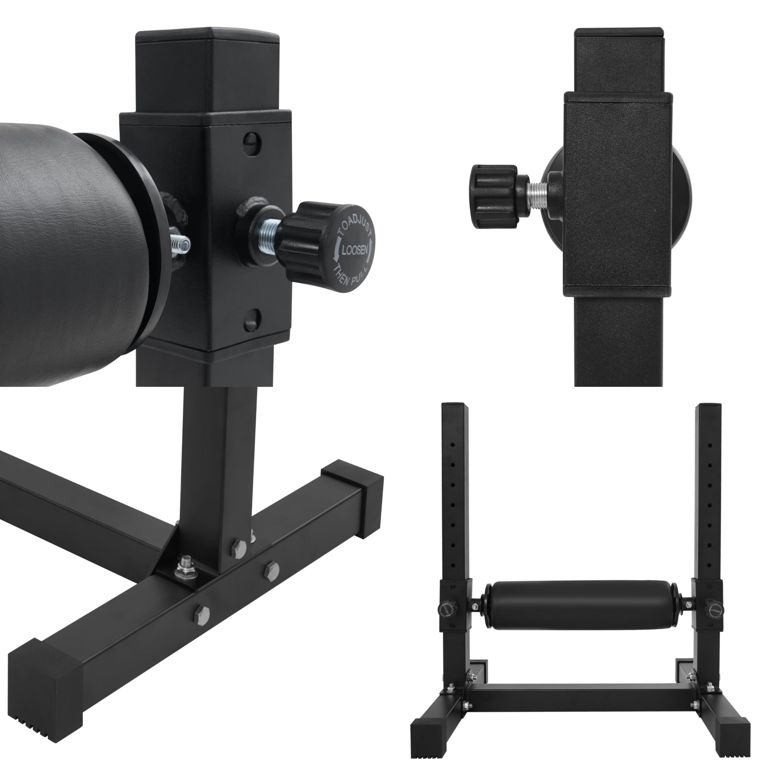 Soporte para sentadillas búlgaras de acero al carbono, 9 niveles, ajustable, con almohadilla de espuma, soporte para piernas individuales en forma de H, capacidad de carga de 200 kg