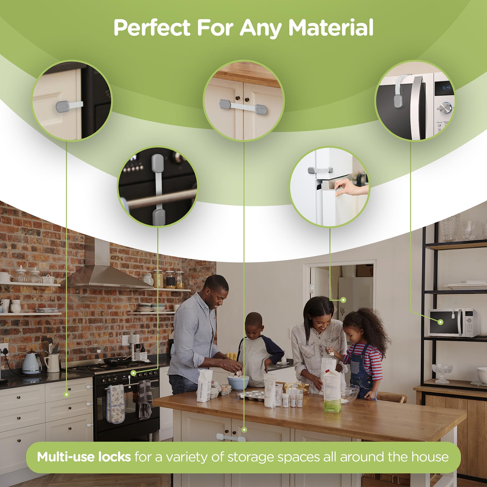 Skyla Homes - Cerraduras de seguridad para niños a prueba de bebés (paquete de 16) – Los cierres adhesivos 3M más seguros, rápidos y fáciles, sin tornillos ni imanes, multiusos para muebles, cocina