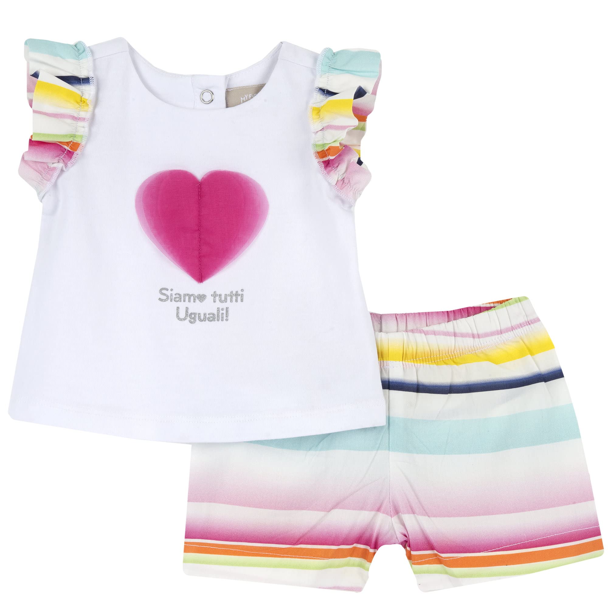 Completo Neonato Chicco - T-shirt E Pantaloncini In Cotone 100% - Design Italiano - Foto 2