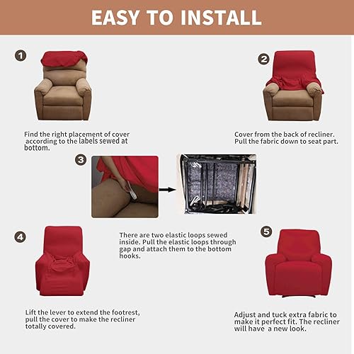 Miniatura 5 de Easy-Going - Funda 100 % impermeable doble para sofá reclinable, diseño jacquard, en 1 pieza, a prueba de derrames, para niños, mascotas, perros y