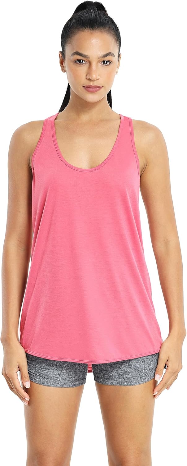 icyzone Women's Racerback Workout Athletic Running Tank Tops Loose Fit (Pack of 2) - Image 4