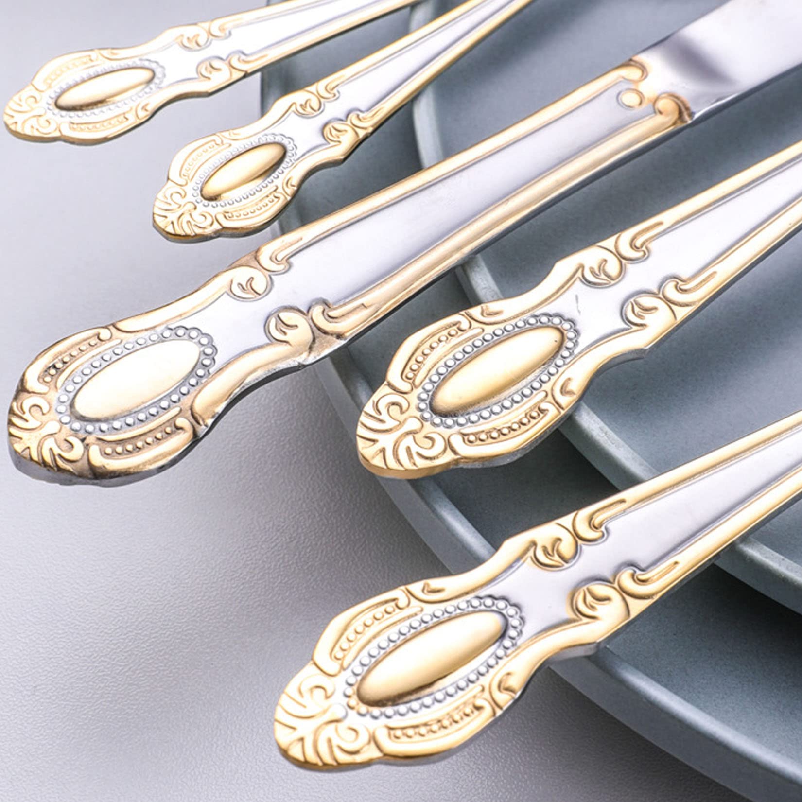 Juego De Cubiertos Para 2, Juego De Cuchillo Y Tenedor De Carne De Acero Inoxidable, Estilo Creativo Minimalista Moderno, Adecuado Para Hoteles, Hogares, Restaurantes,Plata,2set