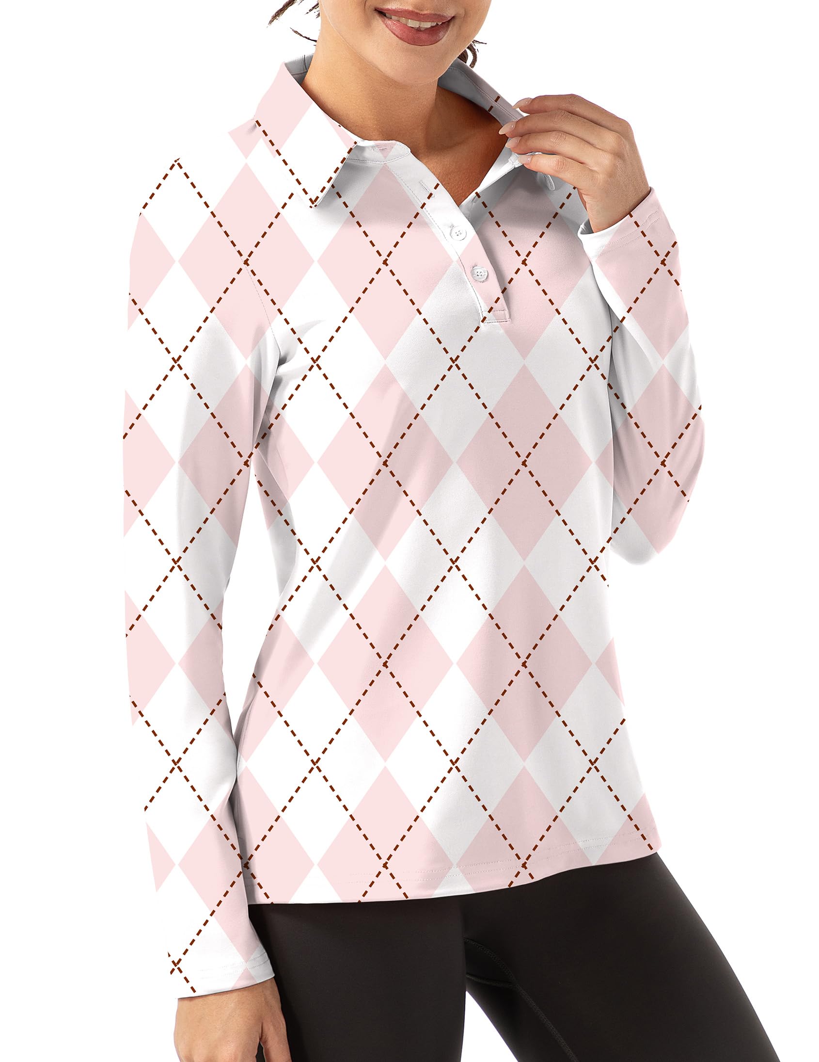 FKEEP Women Long Sleeve Polo Shirt Golf Sport Top Athletic Sportswear Tennis Activewear