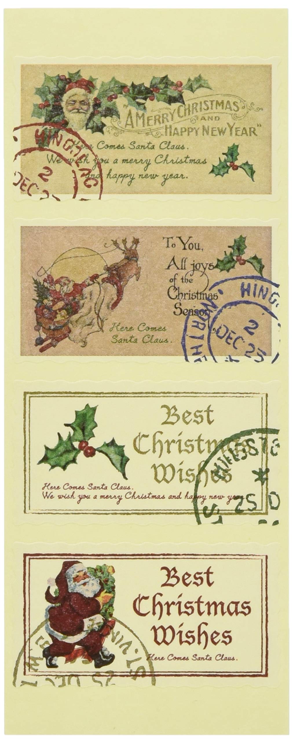 Amazon.co.jp: ギフトシール クリスマス アンティークサンタ 4種