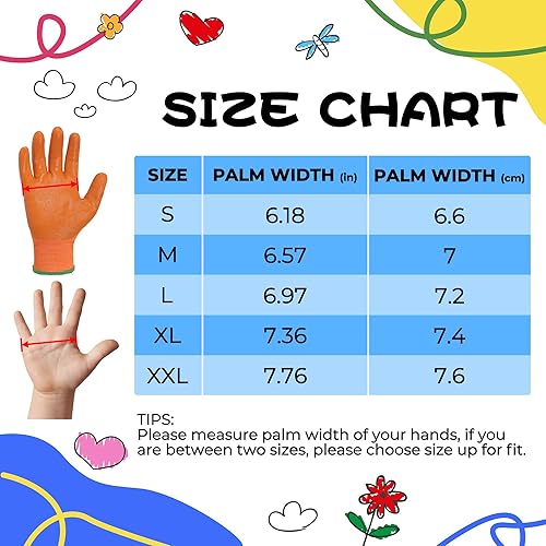 Miniatura 6 de Guantes de jardinería para niños de 3 a 13 años, guantes de jardín con revestimiento de goma de espuma.