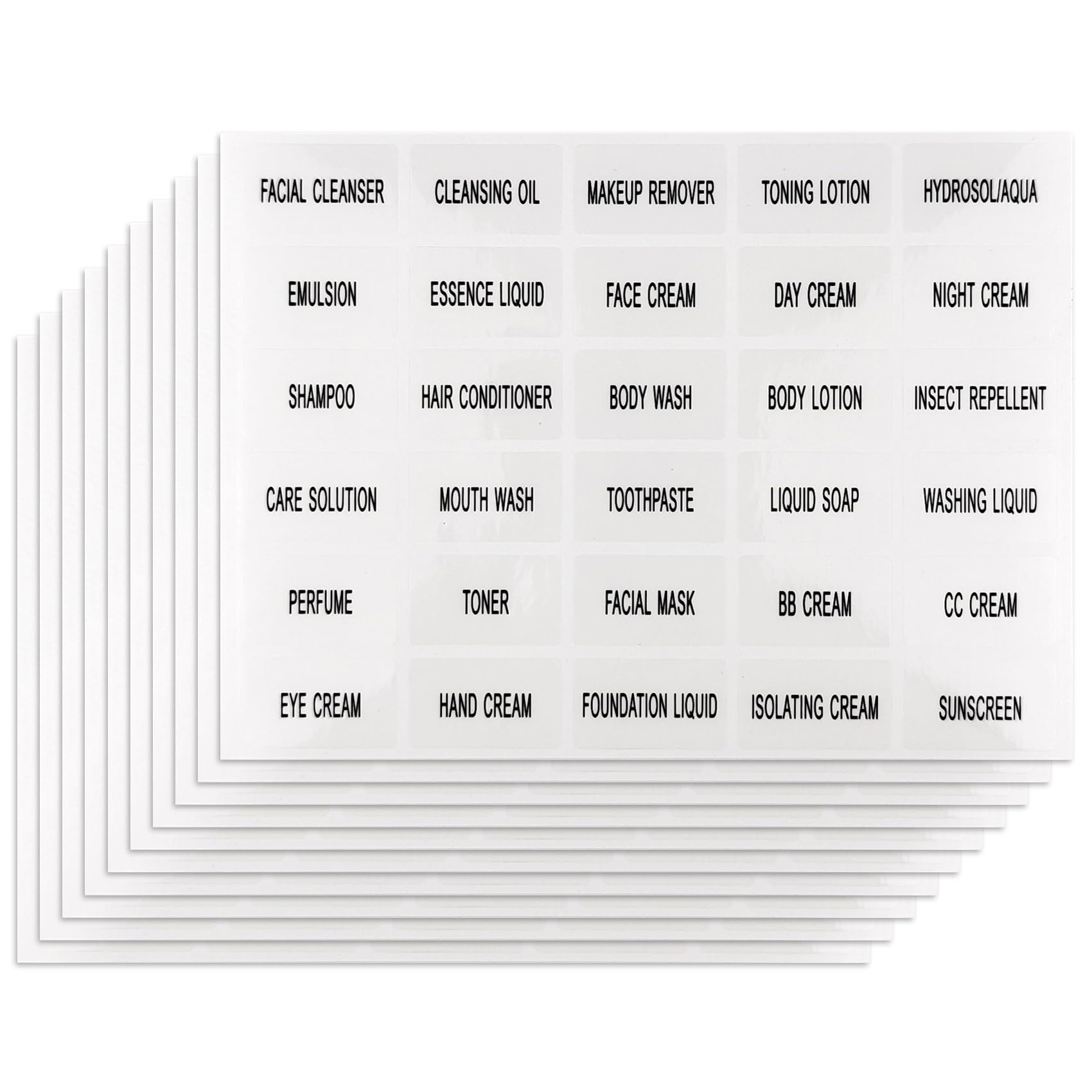 600 PCS Waterproof Labels for Storage Bins Containers, for Organizing Bathroom and Jars Sticks Glass Plastic, and Lotion Cream Body Wash Shampoo, and Travel-Size Bottles (20)