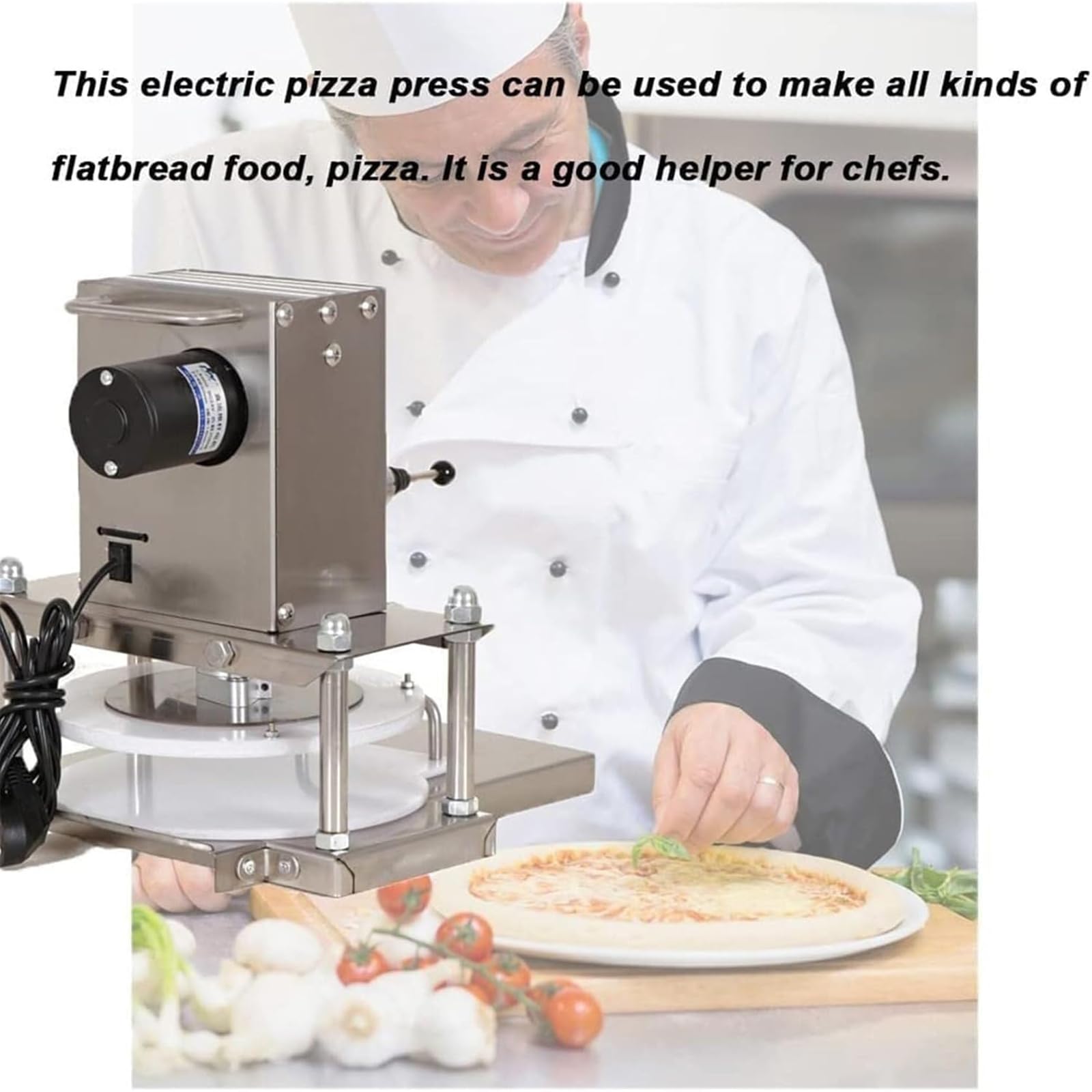 Pressa Elettrica per Pasta Sfoglia, Macchina per Pasta Sfoglia Commerciale con Piastra di Pressione da 22 Cm, Forza di Spinta di 209 kg E Bassa Rumorosità, Lunga Durata, per Preparare Pane