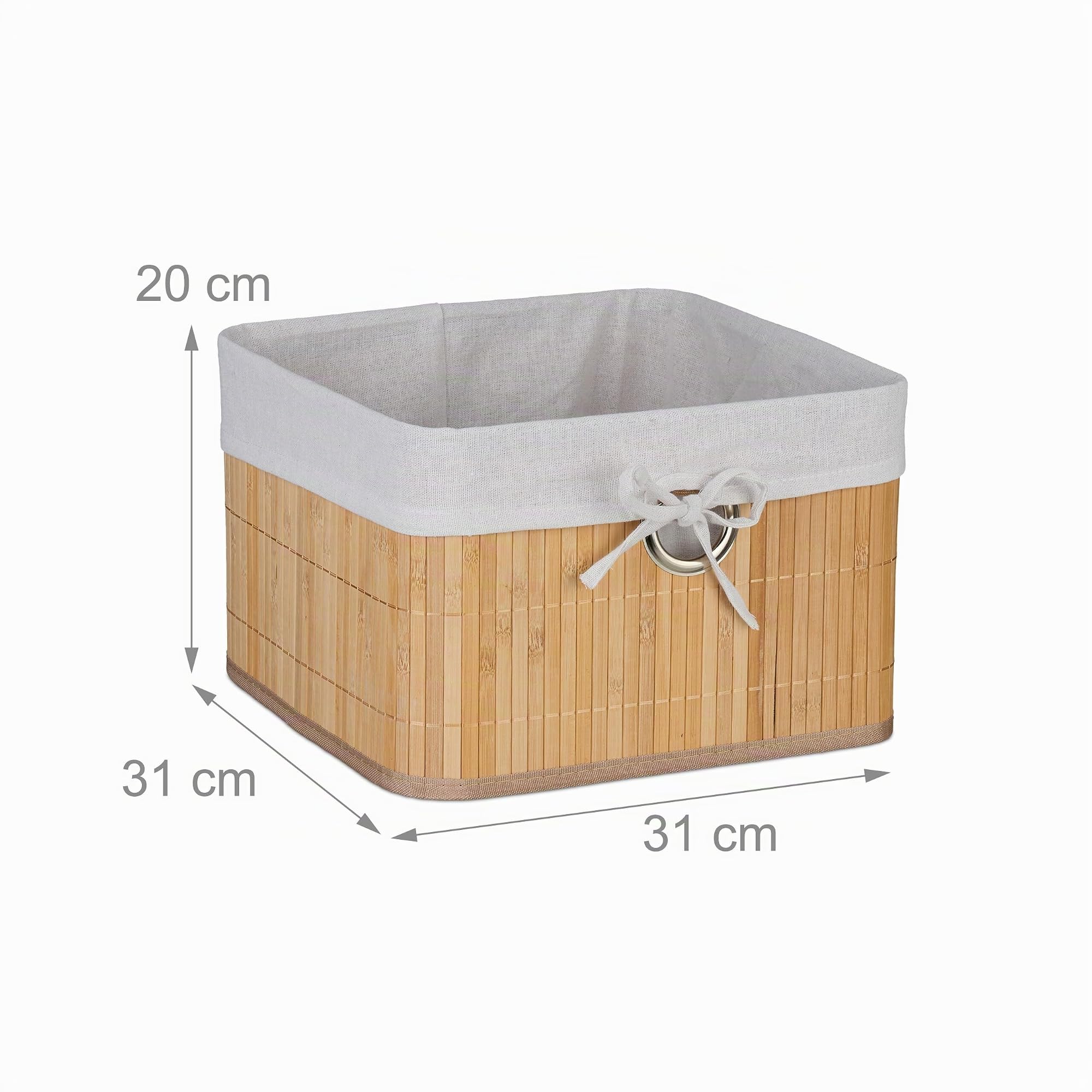 Relaxdays Cestini Portaoggetti Decorativi, Set 4 Ceste per Bagno e Camera, Contenitori per Armadio, 20x31x31 cm, Naturale