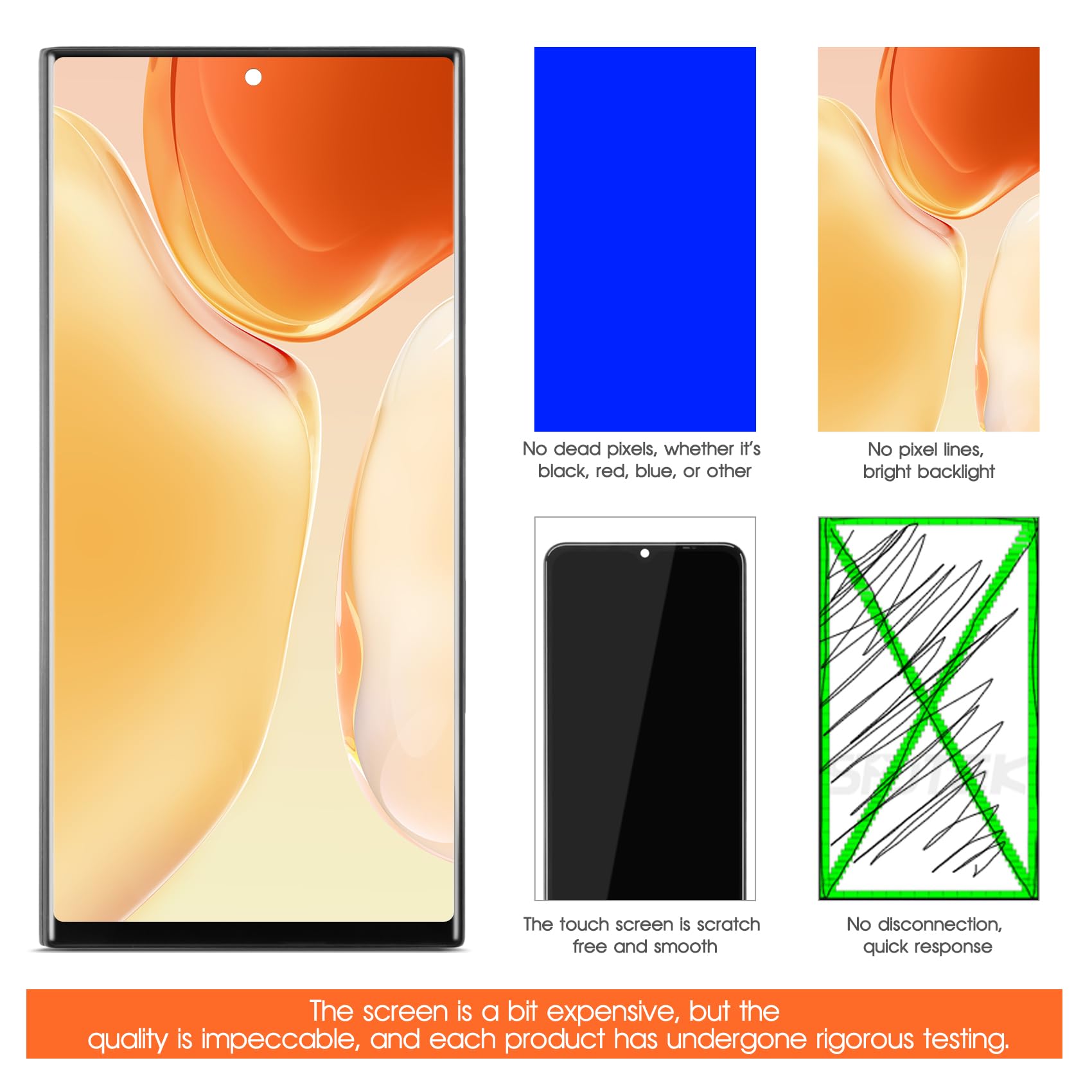 Pantalla de repuesto para Samsung Galaxy S23 Ultra 5G LCD para Samsung Galaxy S23 Ultra Display SM-S918B SM-S918U digitalizador táctil kit de reparación con marco (sin función de huellas