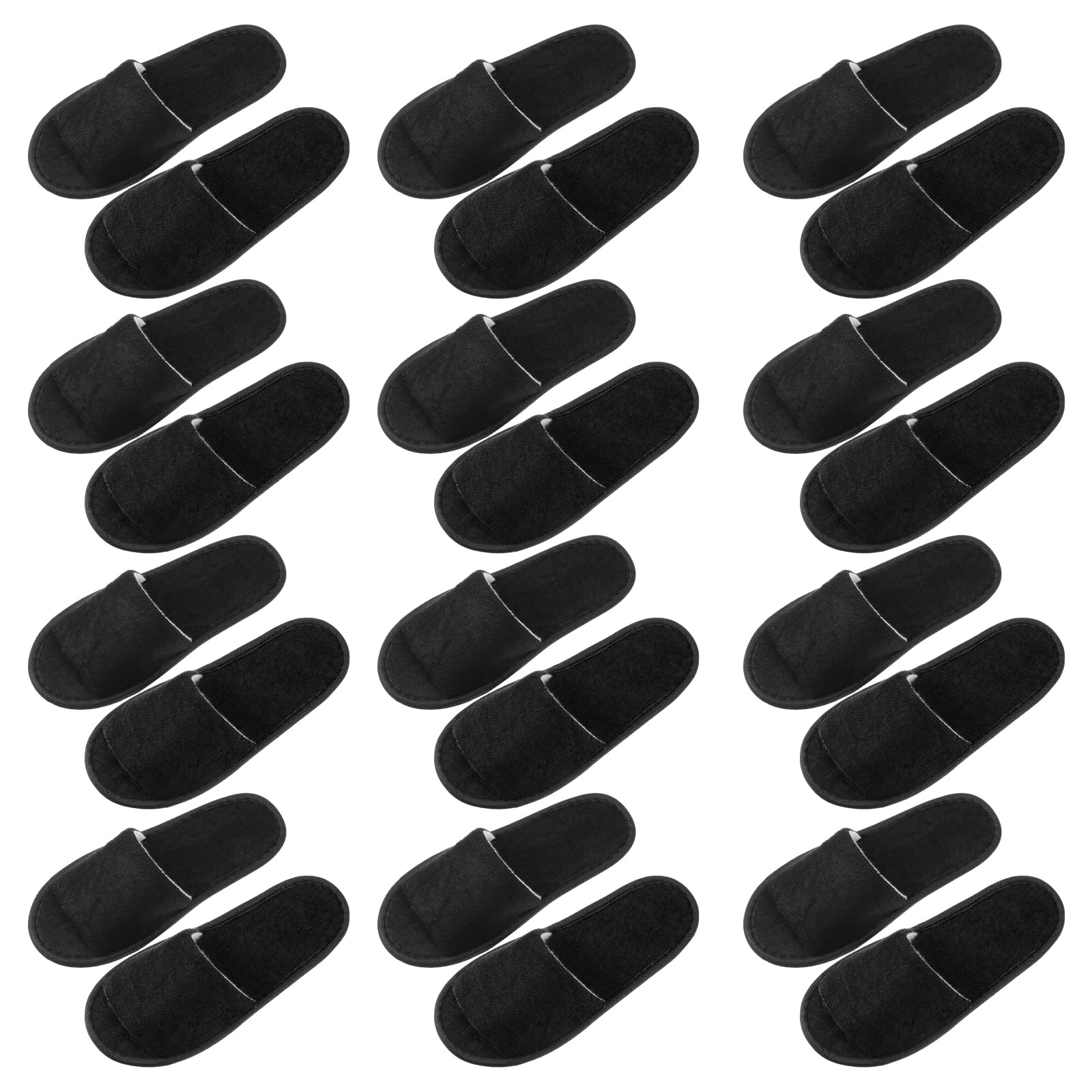 Silicherry 12 Pairs House Slippers for Guests Disposable Open Toe Spa Slippers Bulk for Wedding Party Unisex (Black,M)