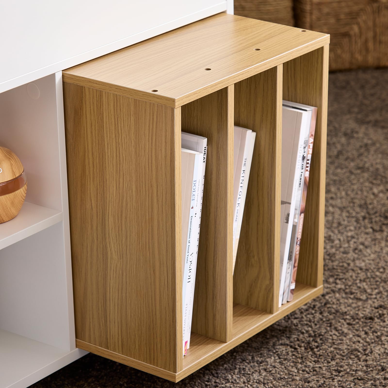 SoBuy Caisson de Bureau à roulettes – Archivage Mobile et Support Imprimante, Armoire de Bureau avec Plateau Rabattable, Tiroir et Bibliothèque Amovible, Blanc, L30 x P61 x H70 cm, FBT134-W