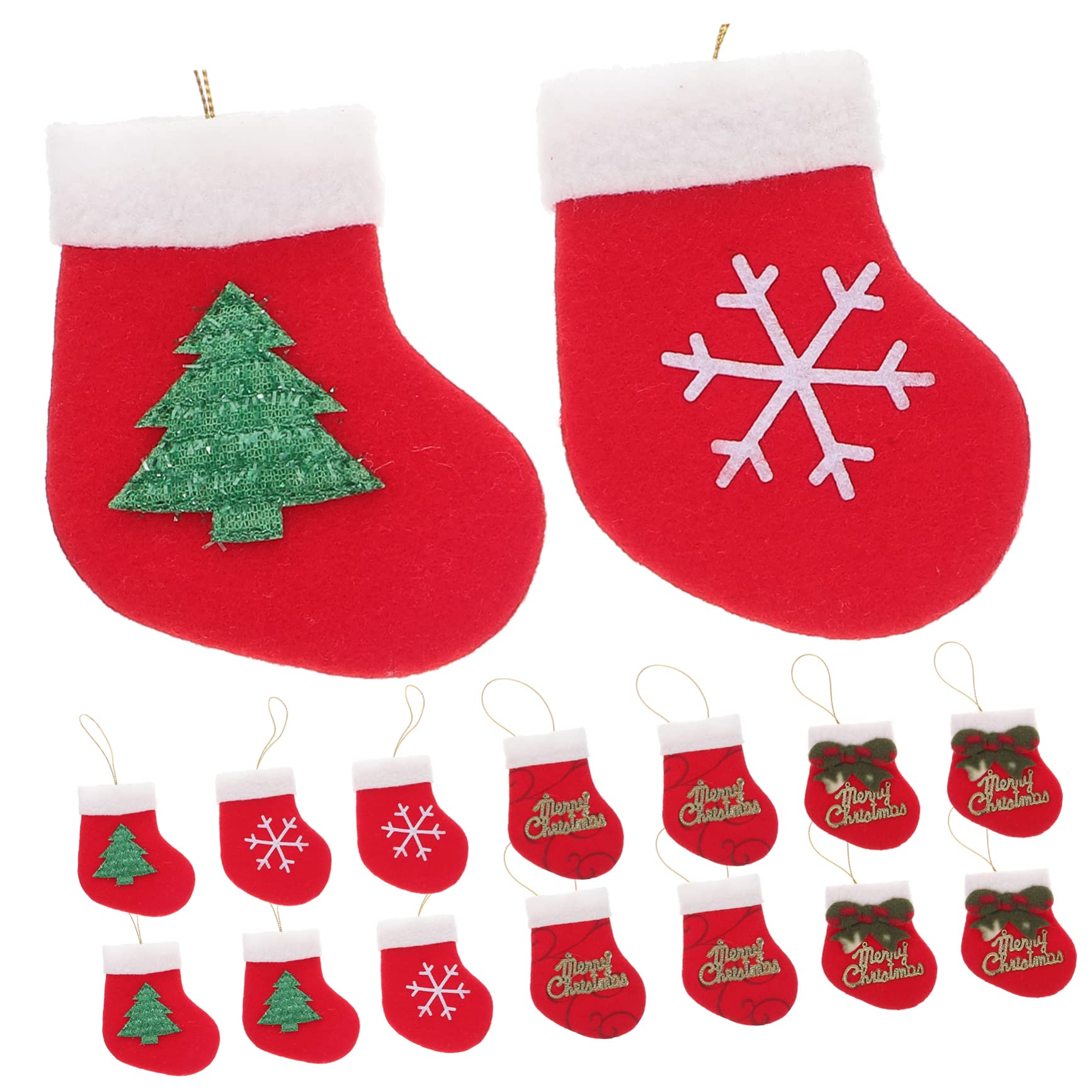 Amosfun 4 Sätze Weihnachtsstrumpfverzierungen Weihnachtsüberraschung Weihnachts Party Weihnachtsspielzeug Weihnachten Baum Weihnachtsdekore Kleine Weihnachtsstrümpfe Vlies Rot 16 Stück * 4