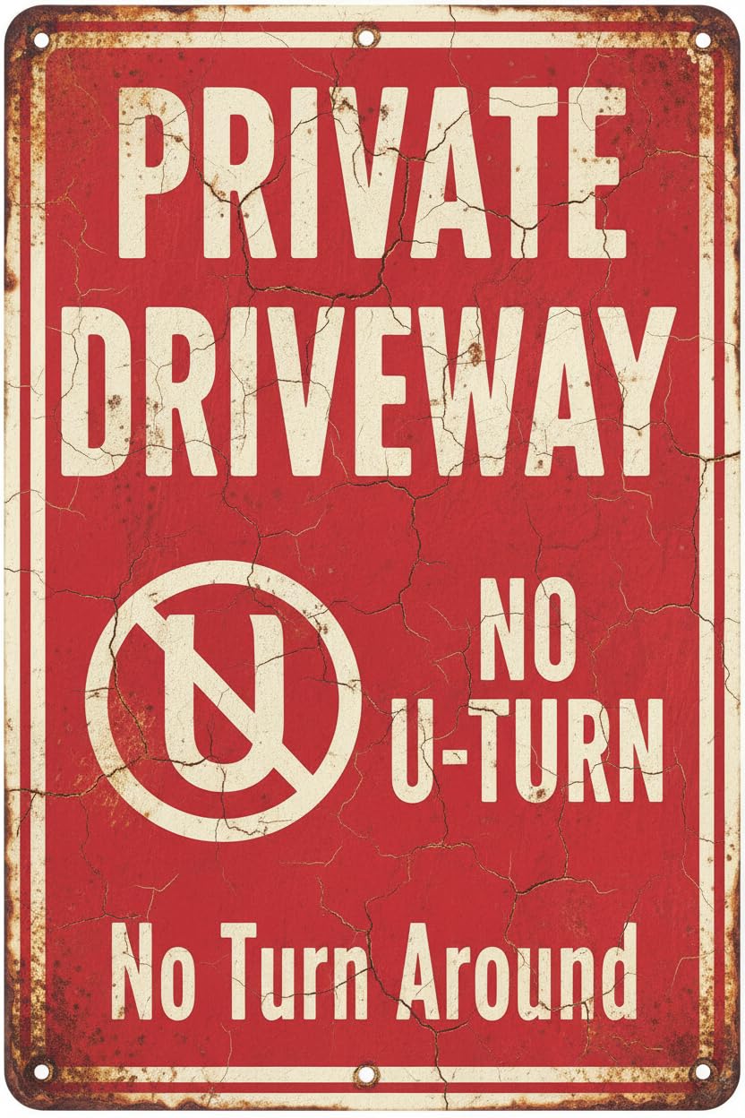 Wall Decor Private Drive No U-turn Turn Around Warning Caution Notice Aluminium Metal 8"x12" Sign Plate Vintage Signs Aluminum Plates Printed