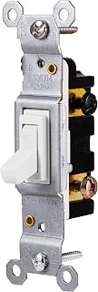 GE 15A Single Pole Grounding Toggle Switch White - Easy Install Fan Light Wall Switch Replacement UL Listed 54161