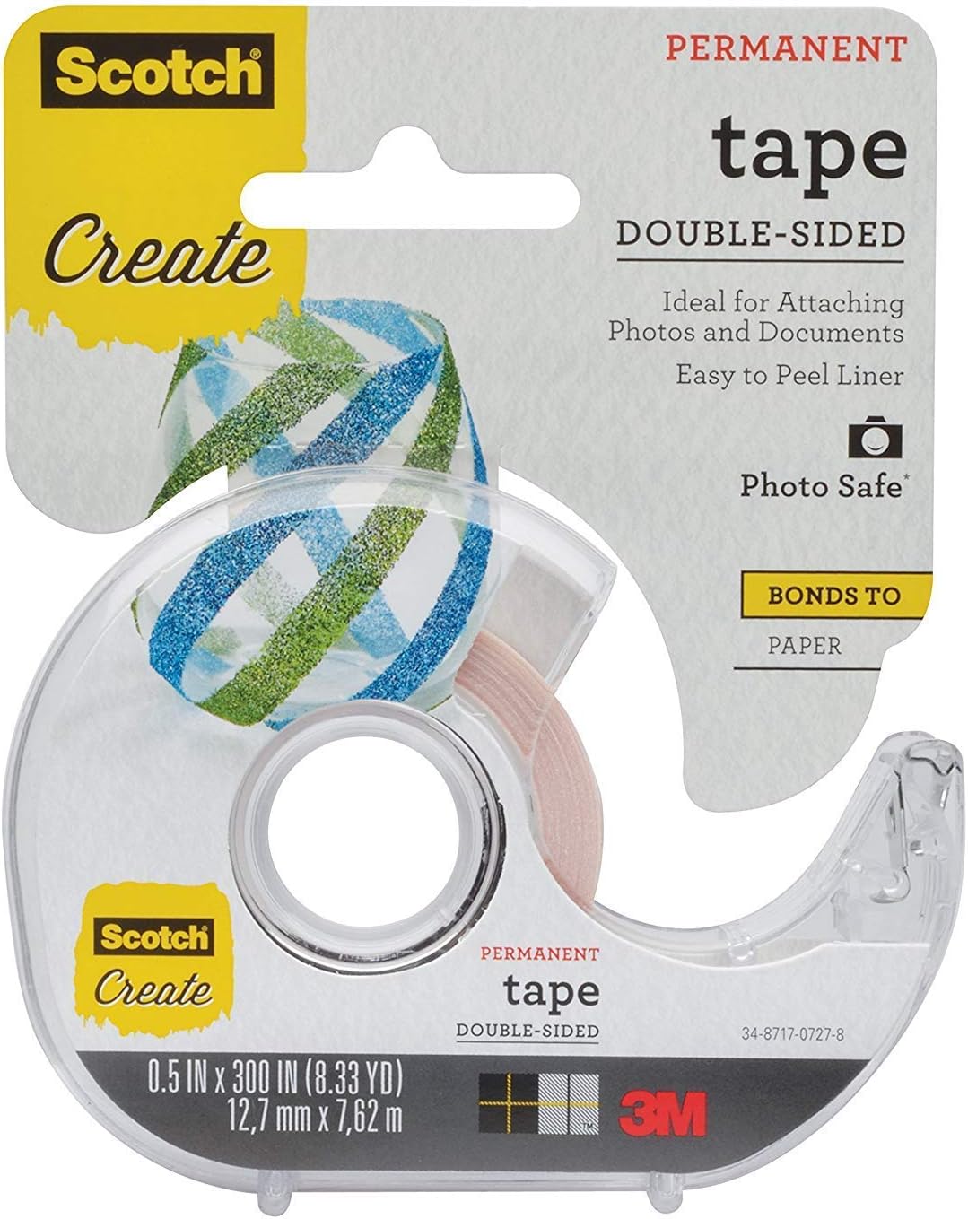 Scotch 002 1/2-Inch by 300-Inch Double Sided Photo and Document Tape 6MD1K, 2-Pack
