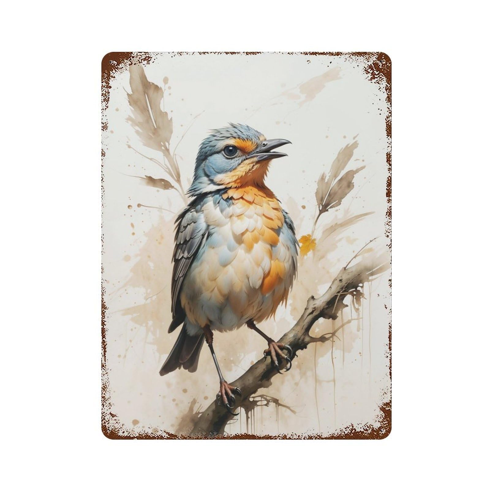 Garage Style Serene Songbird Vintage Rust Metal Sign 15.7"x11.8", Rustic Home Decor for Bar And Workshop