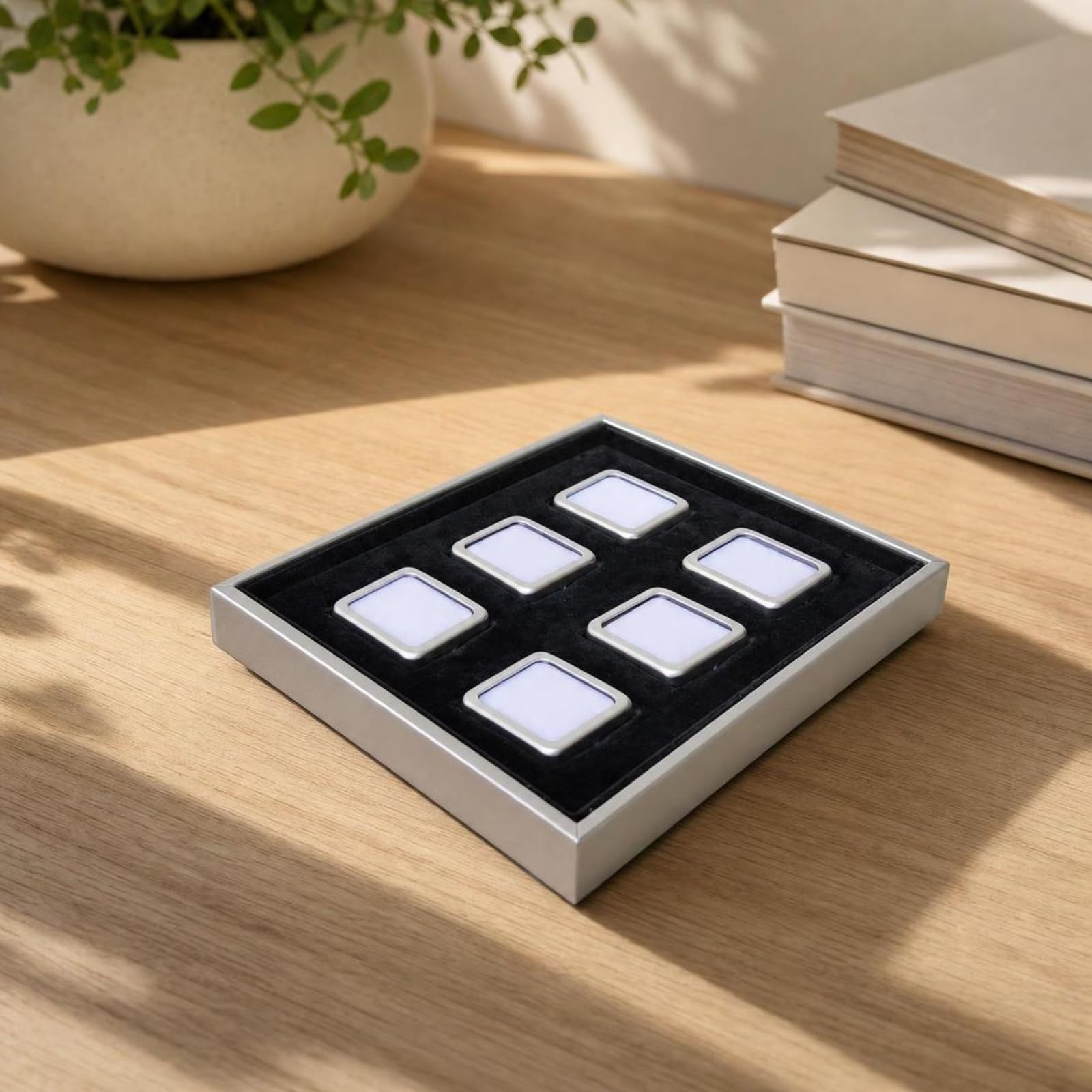 Plateau à Bijoux avec 6 Compartiments , Argent Mat , Argent Mat Lot 6 S