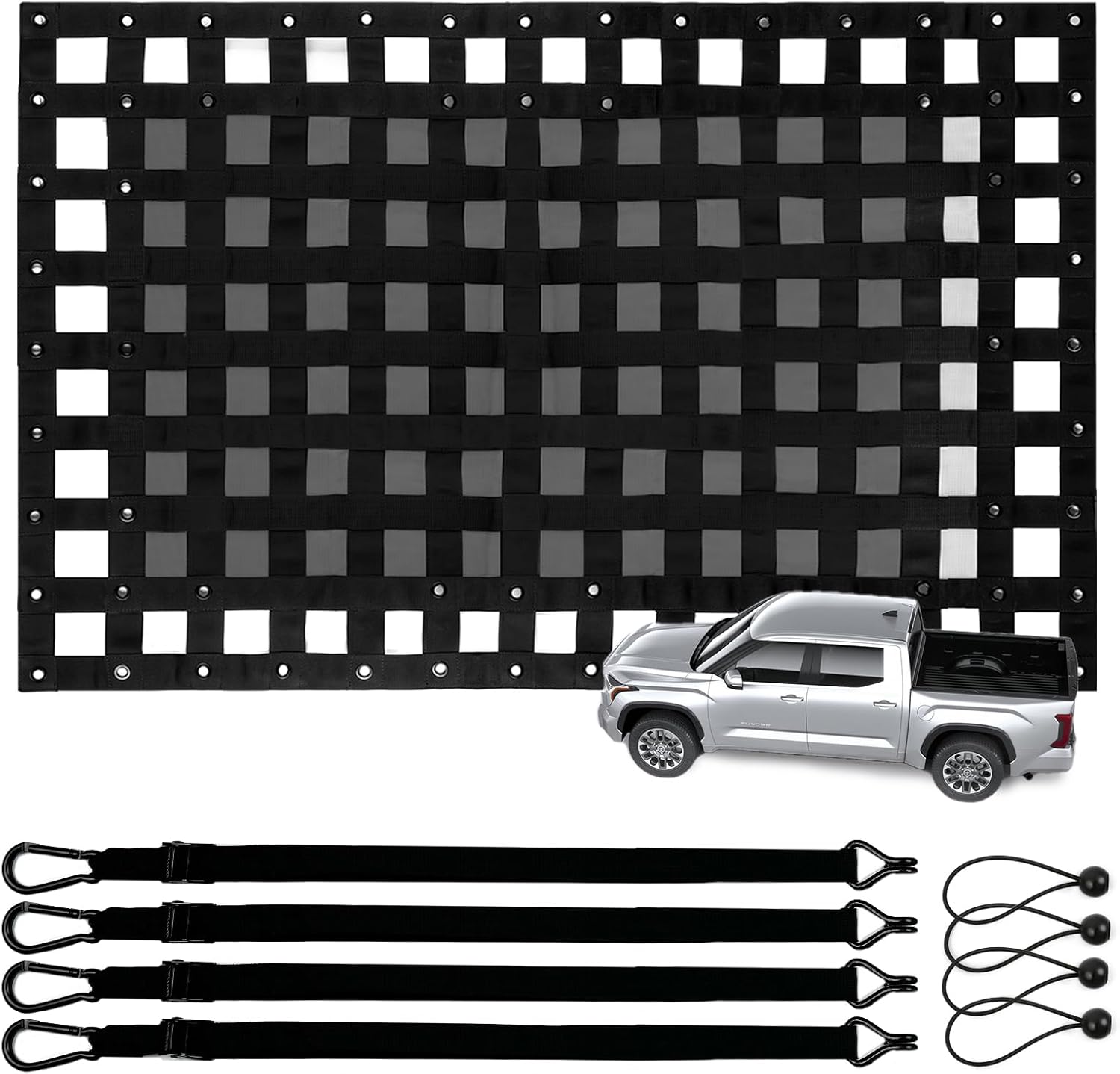 TKLoop Tailgate Cargo Net,3' x 4.6'，Heavy Duty Cargo Net for Pickup Truck Bed,SUV