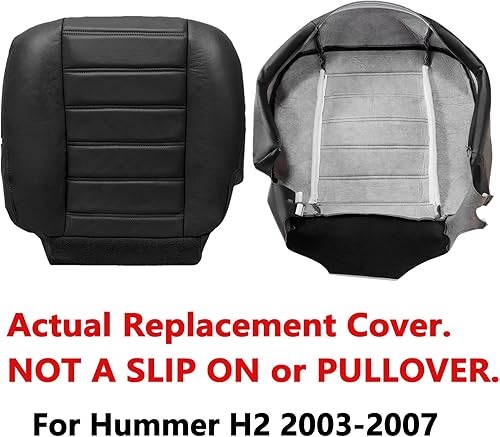 Miniatura 4 de SecosAutoparts Funda de asiento de cuero para conductor y pasajero, color negro, compatible con Hummer H2 2003 2004 2005 2006 2007