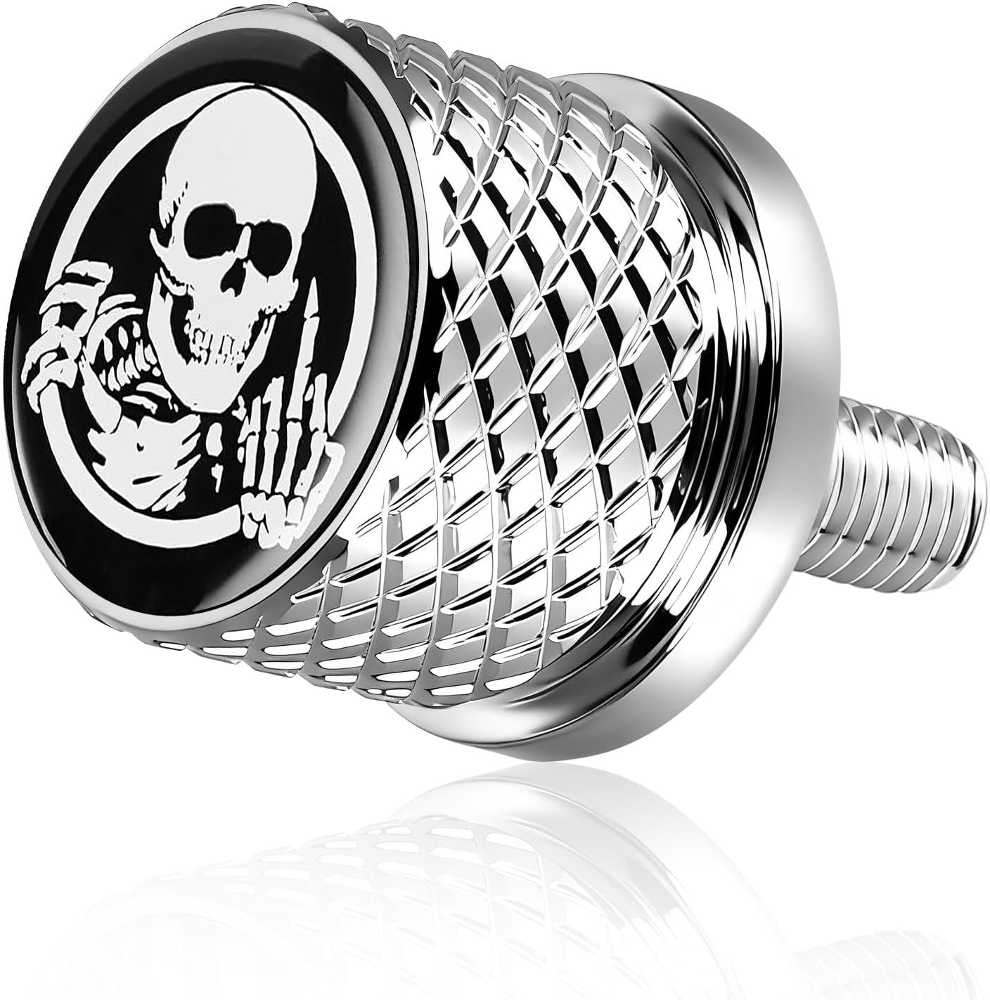 Stainless Knurled Fender Seat Bolt Screw 1/4"-20 Thread For Harley Davidson - Skeleton Middle Finger