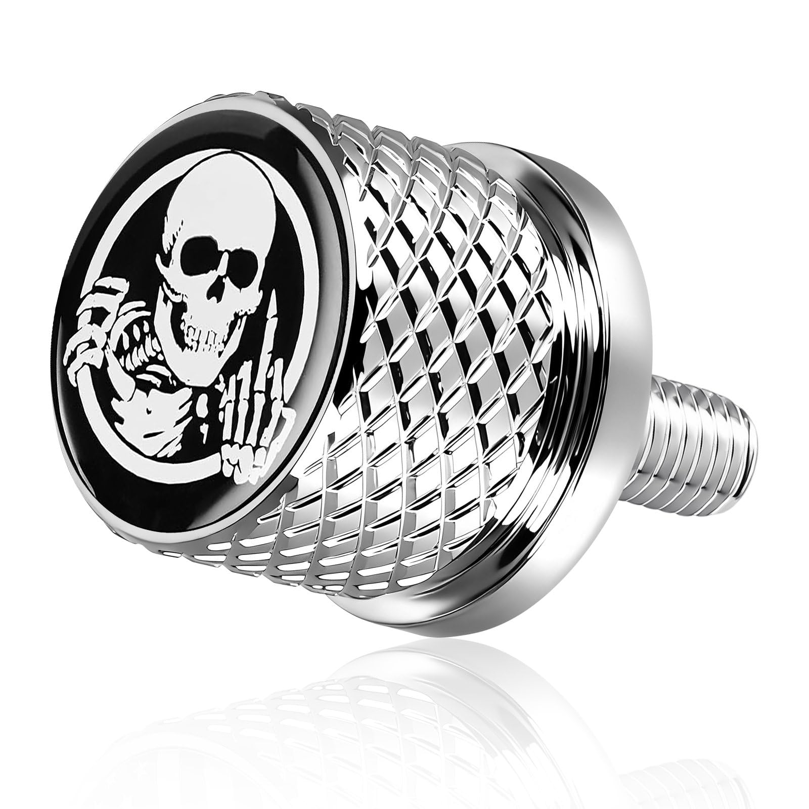Stainless Knurled Fender Seat Bolt Screw 1/4"-20 Thread For Harley Davidson - Skeleton Middle Finger