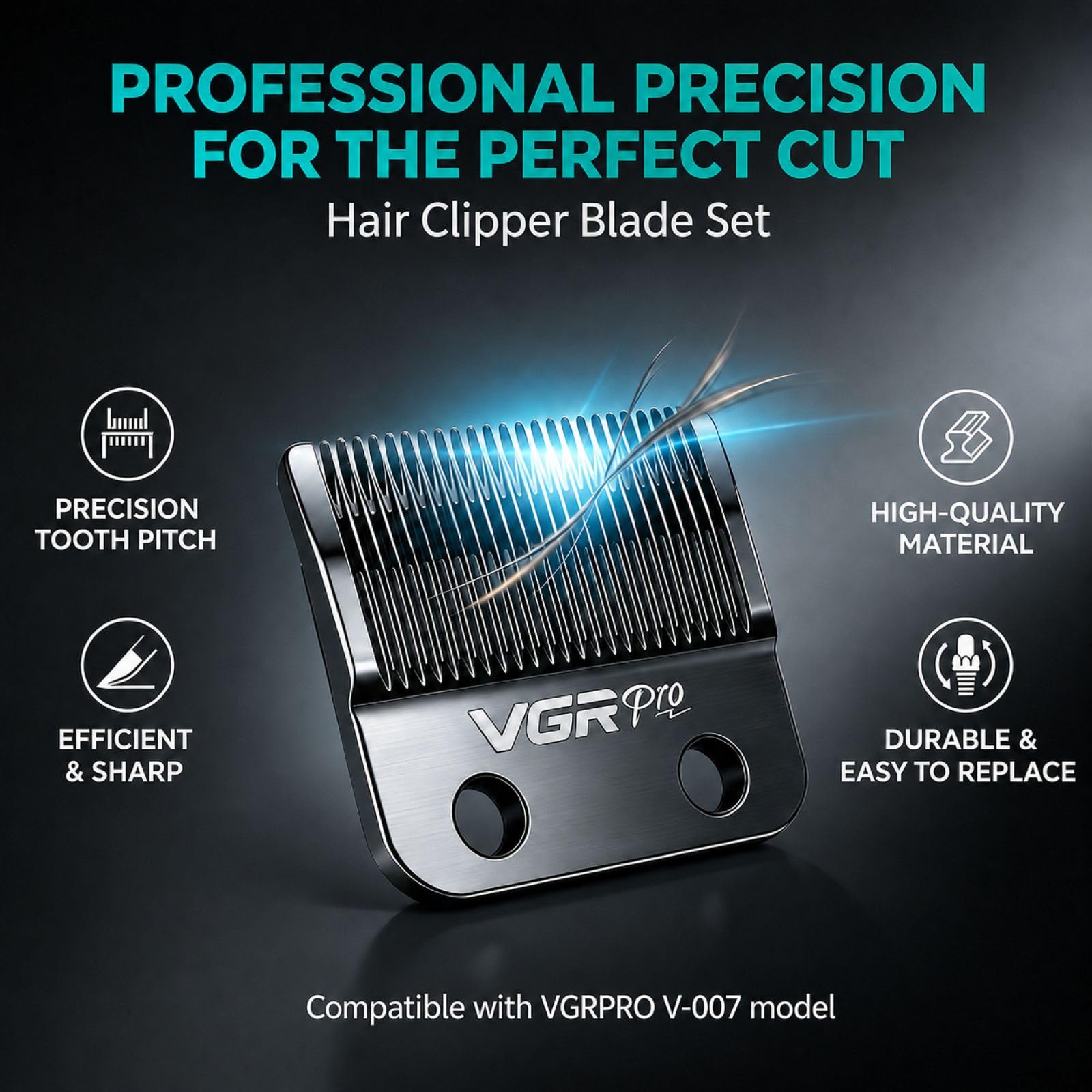 VGRPRO tagliacapelli uomo professionale con lame di ricambio, 7000 RPM kit da barbiere per taglio capelli, casa e salone
