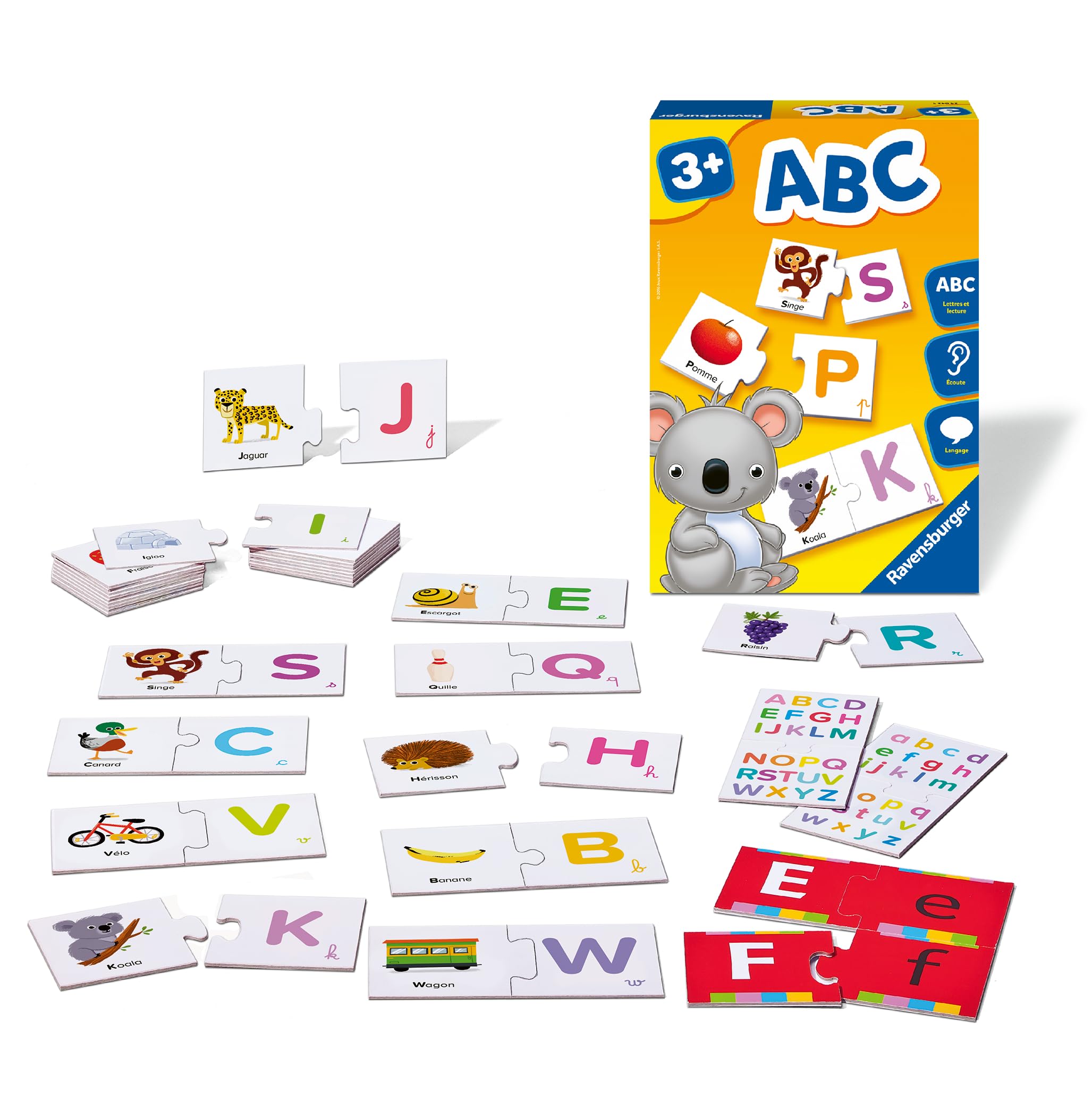 Ravensburger - Jeu Educatif - ABC - Découverte des Lettres - Apprentissage De L'alphabet - Développement De L'écriture Minuscule Et Majuscule - Dès 3 Ans - 24042