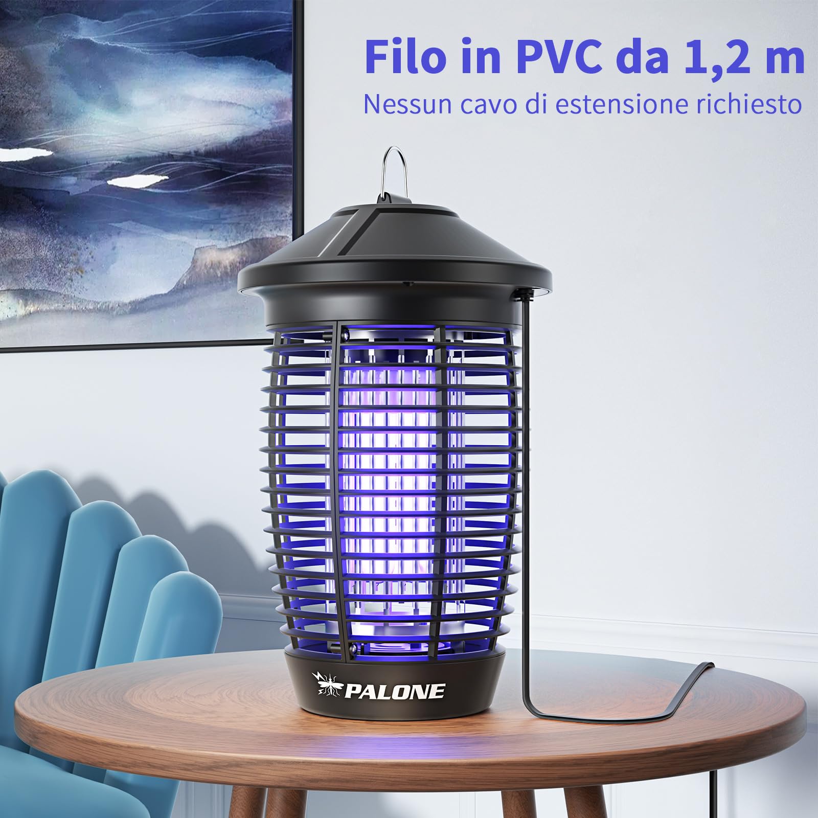 PALONE Lampada Antizanzare Elettrica, 4500V 20W UV Zanzariera Elettrica Impermeabile IPX4, per Insetticida Zanzare per Casa Giardino Interno Esterno Cucina, con 1 Spazzole Pulite